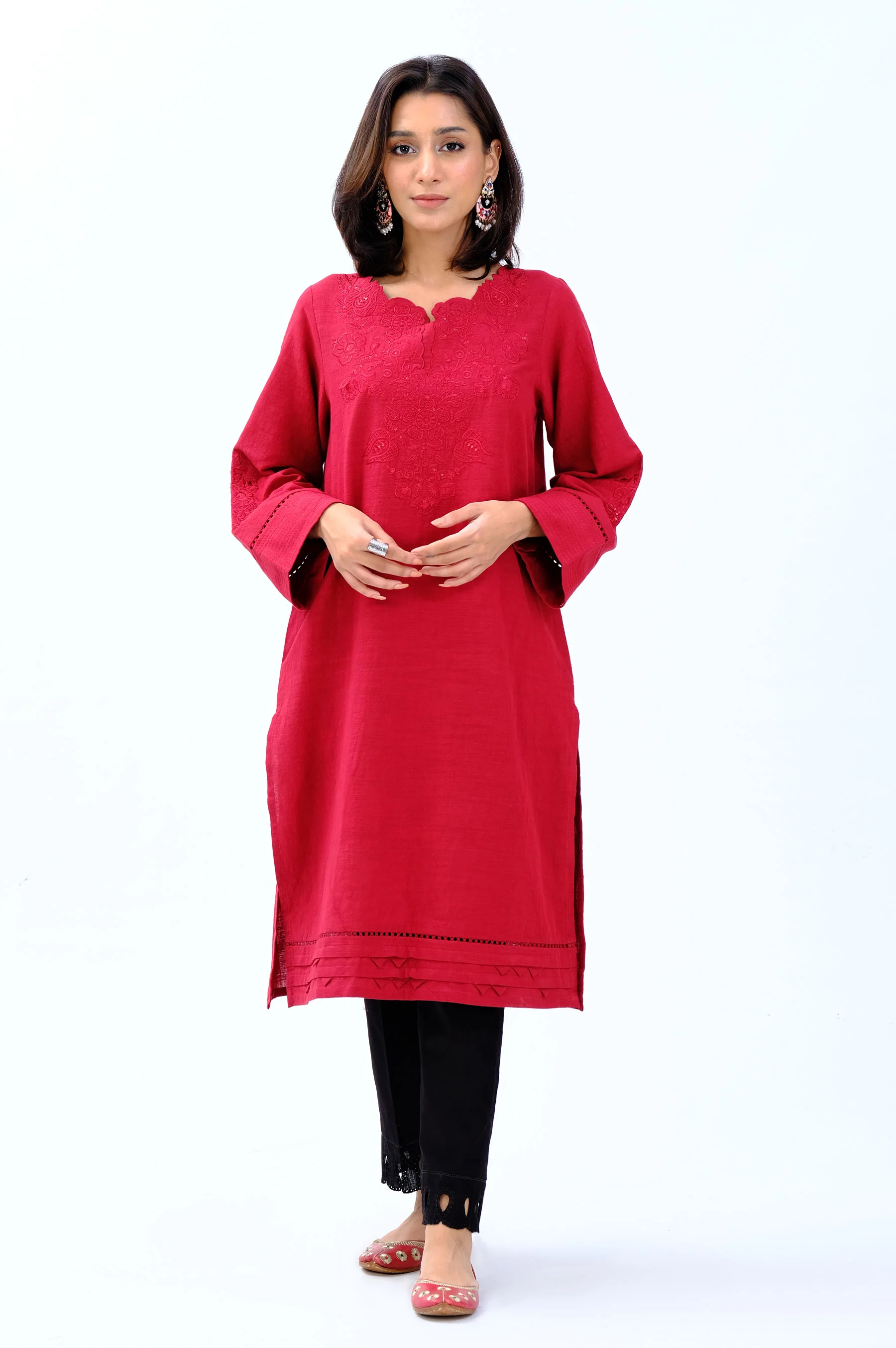 Stitched 1 Piece Embroidered Khaddar Shirt