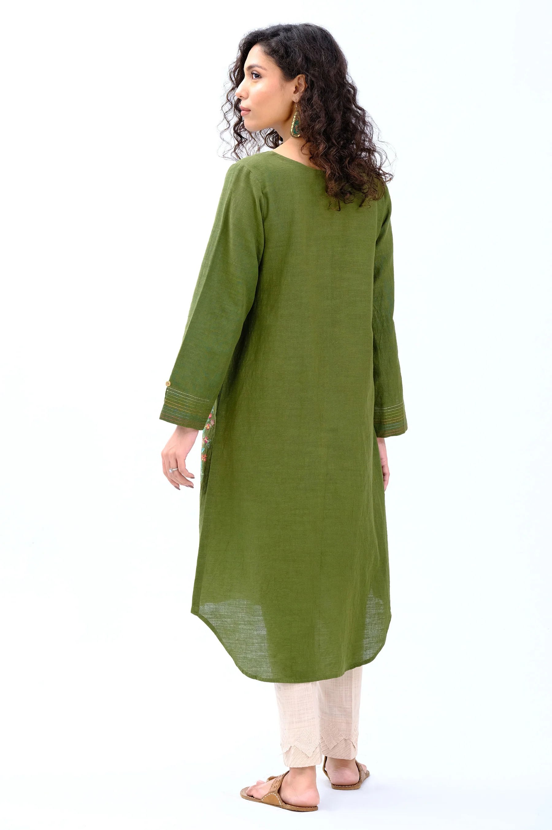 Stitched 1 Piece Embroidered Khaddar Shirt - Image 4