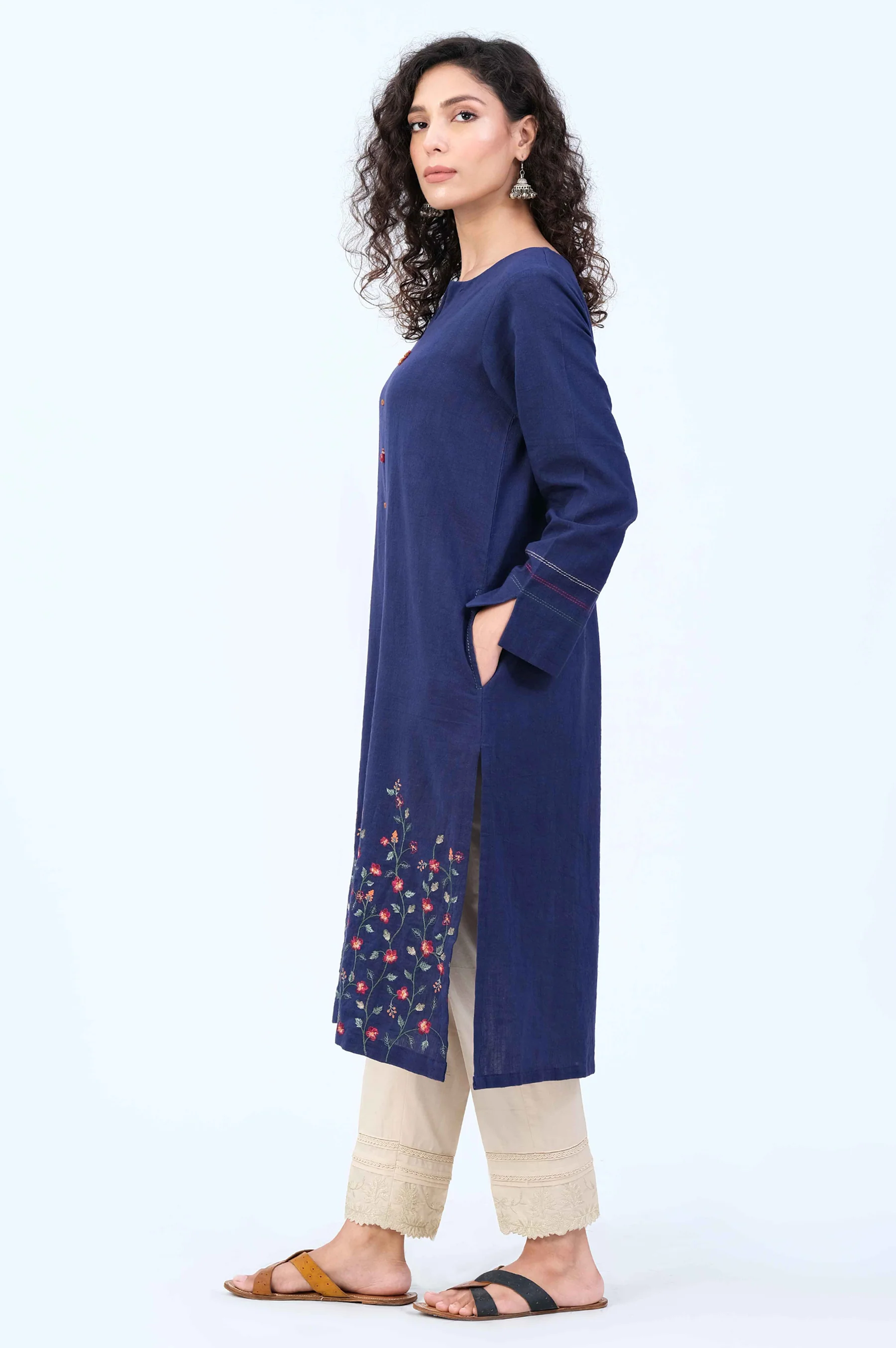 Stitched 1 Piece Embroidered Khaddar Shirt - Image 2