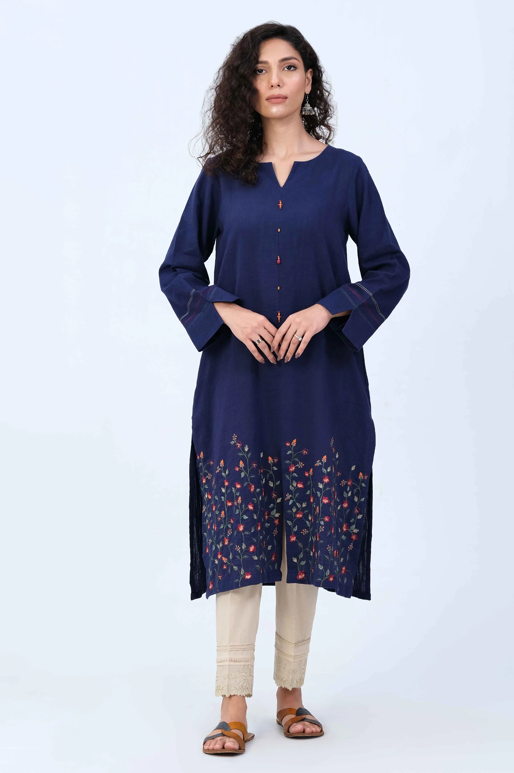 Stitched 1 Piece Embroidered Khaddar Shirt - Image 4