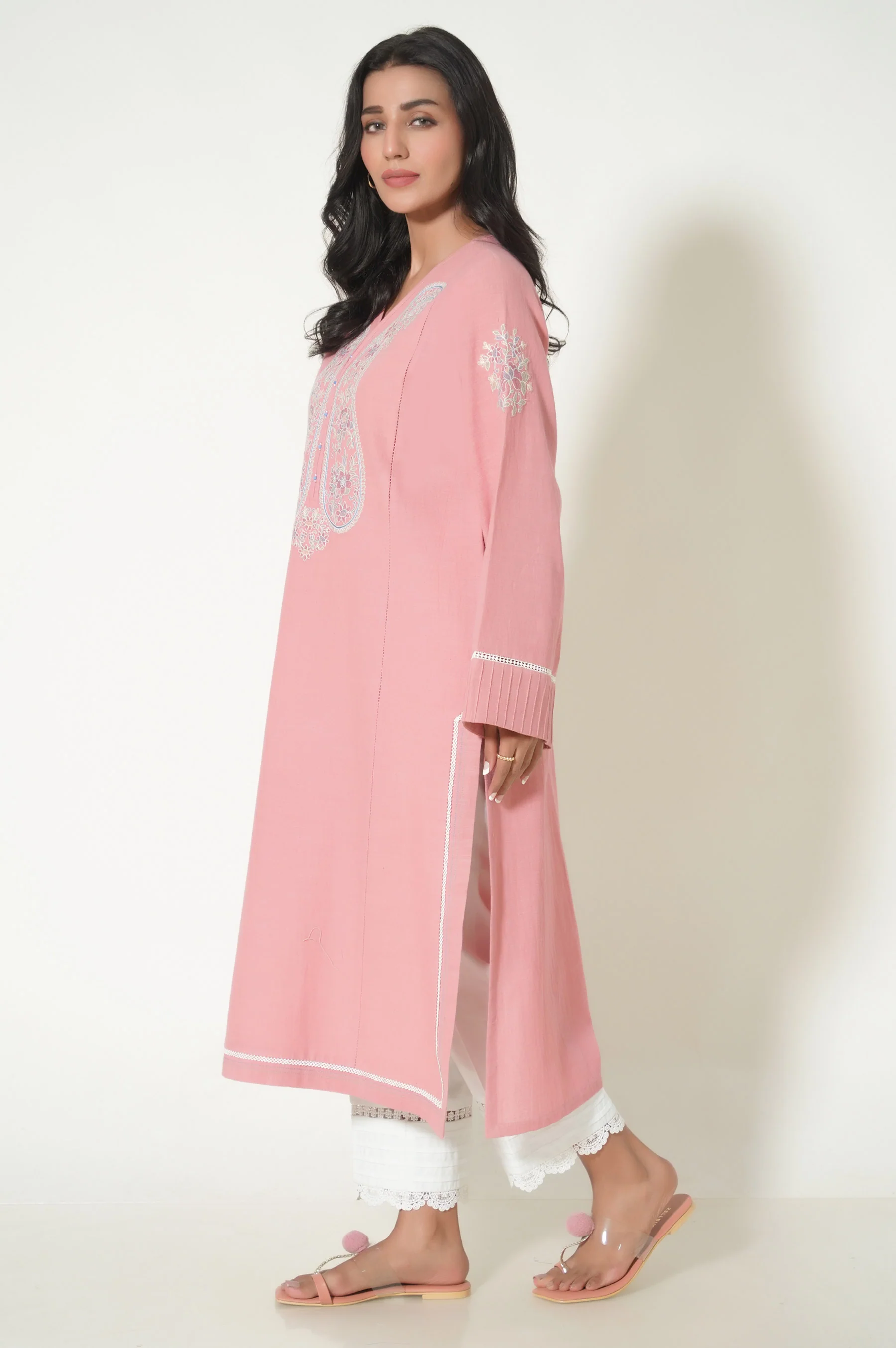 Stitched 1 Piece Embroidered Khaddar Shirt - Image 4