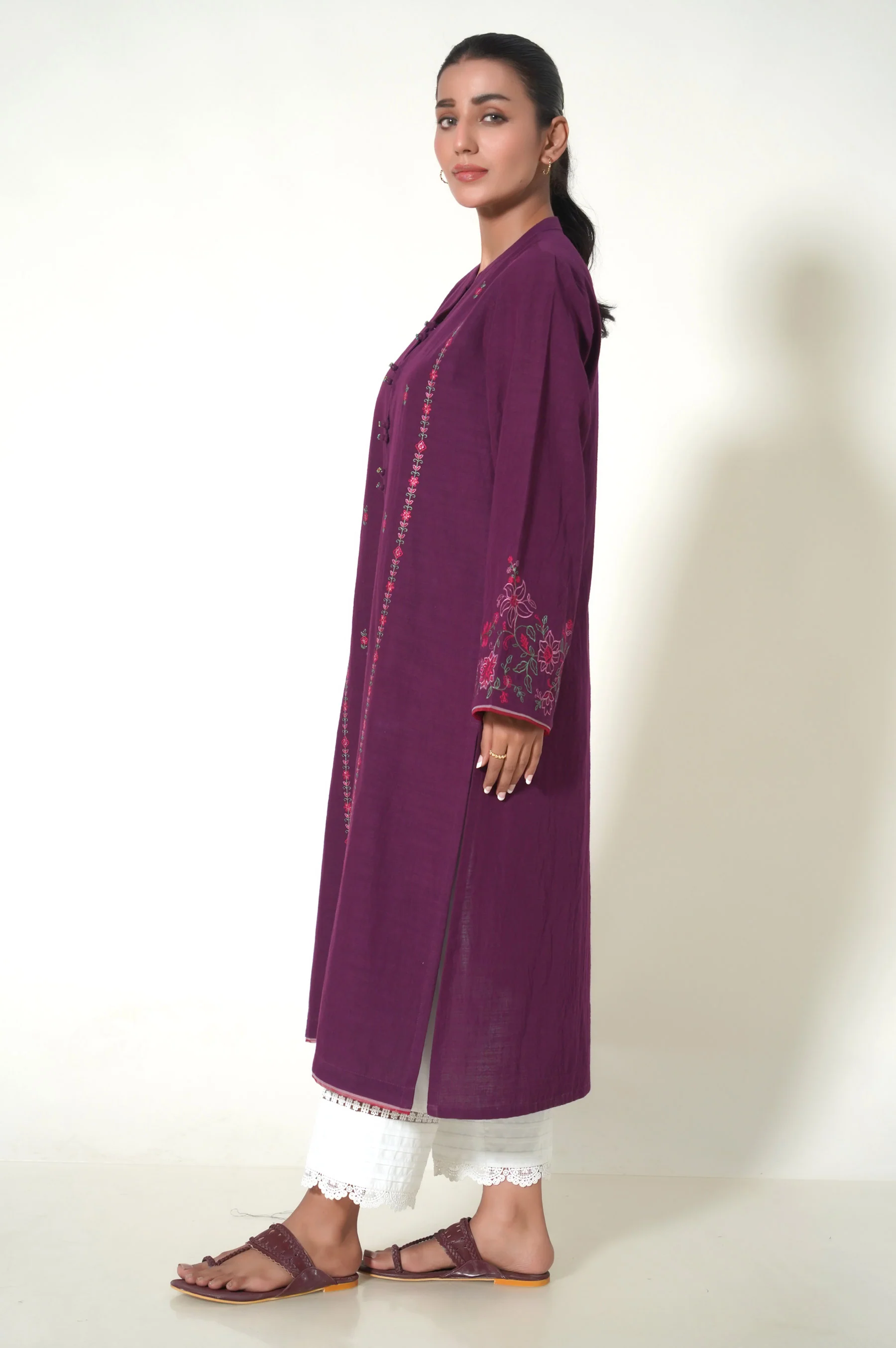 Stitched 1 Piece Embroidered Khaddar Shirt - Image 5
