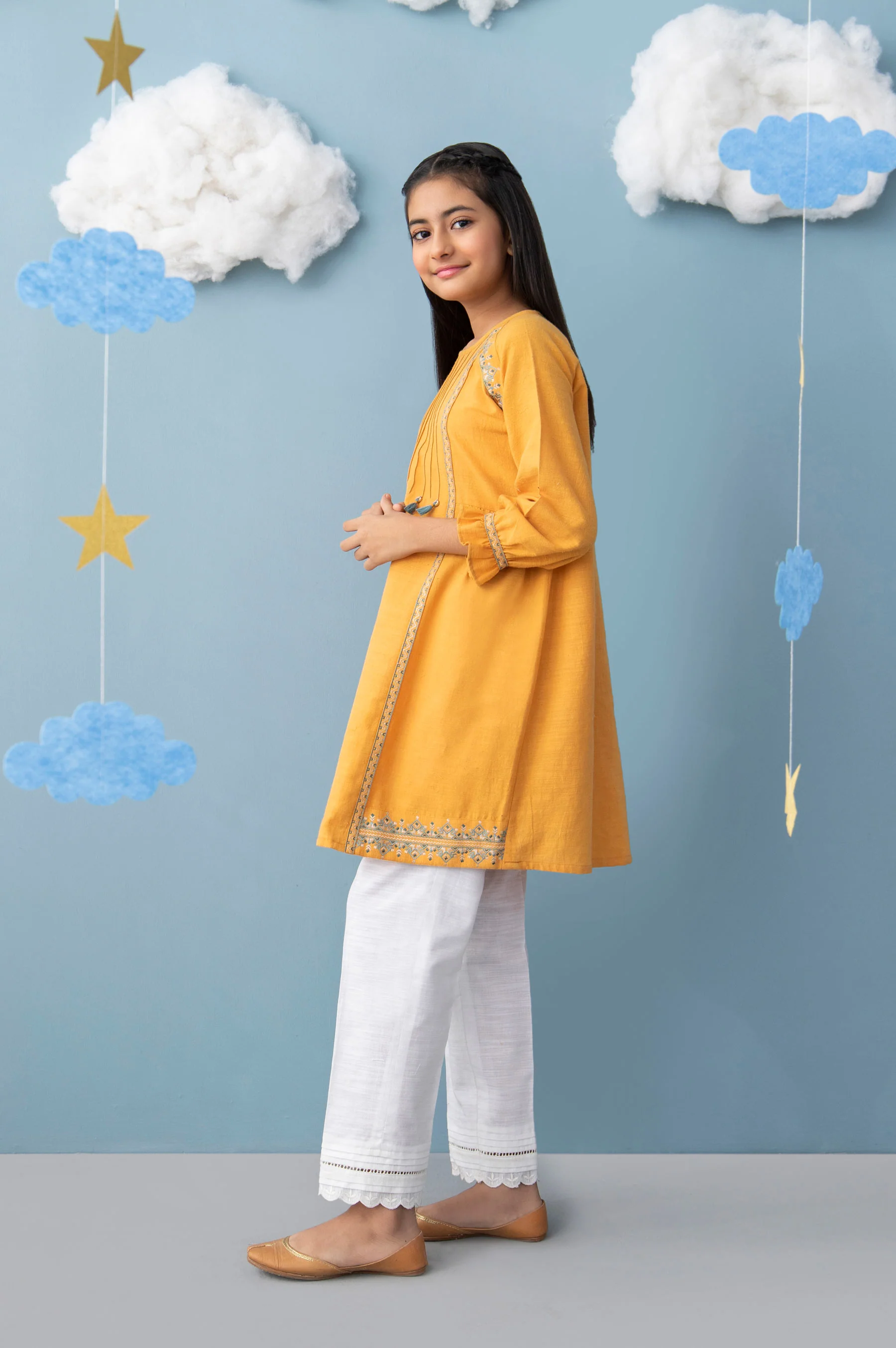 Stitched 1 Piece Embroidered Khaddar Junior Shirt - Image 4