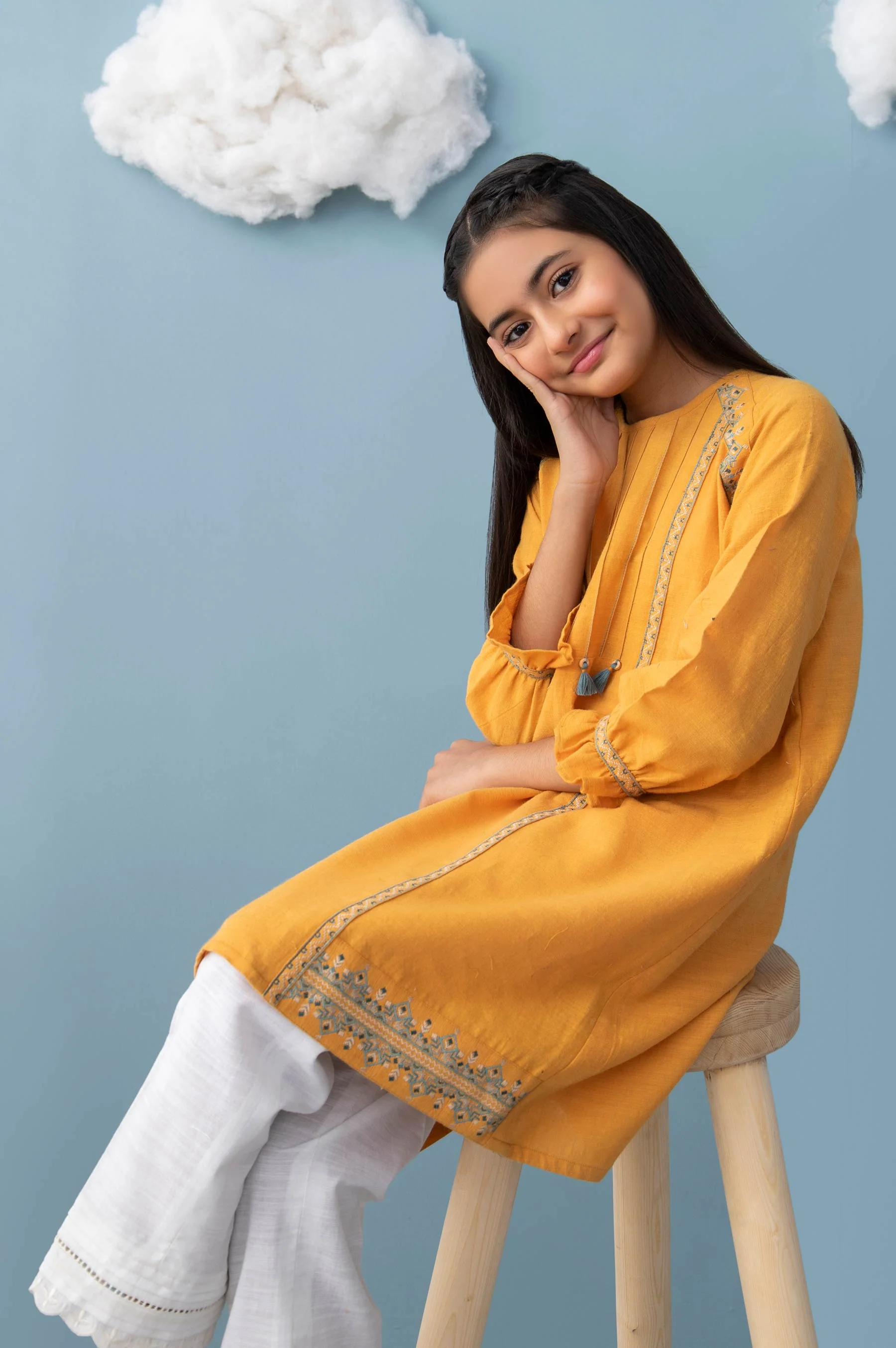 Stitched 1 Piece Embroidered Khaddar Junior Shirt - Image 5