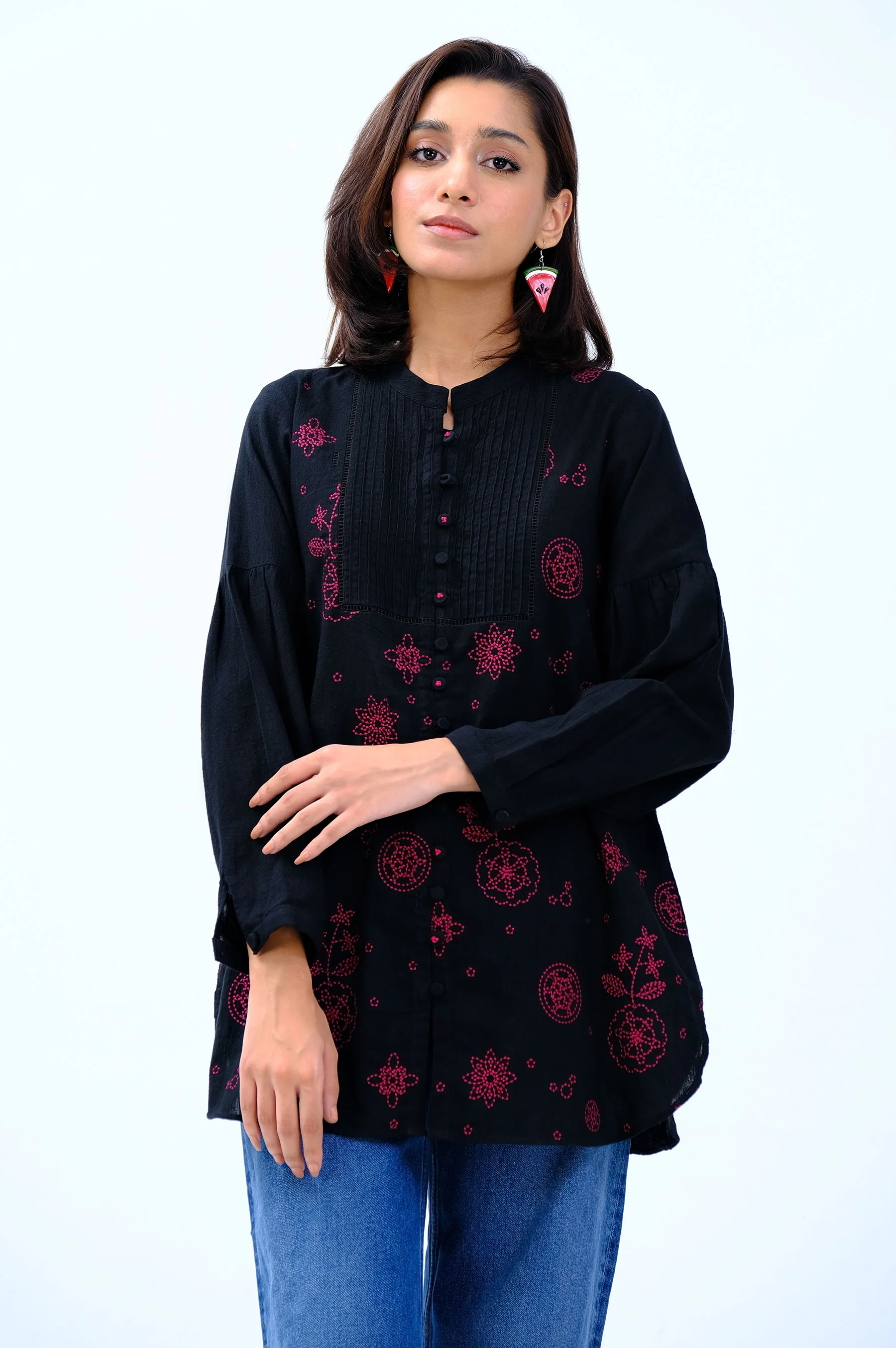Stitched 1 Piece Embroidered Khaddar Top - Image 2