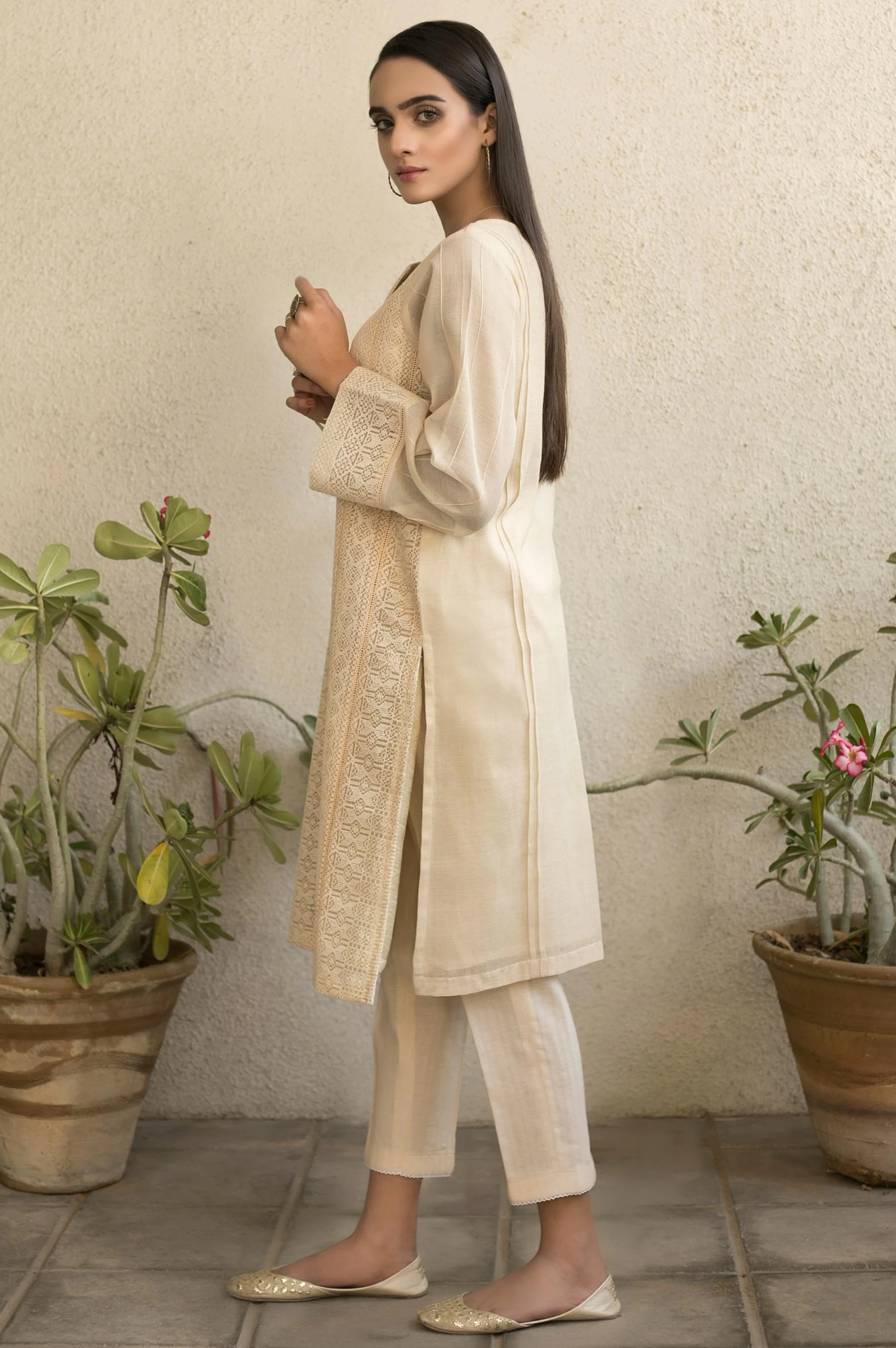 Stitched 1 Piece Embroidered Khaddi Net Shirt - Image 2