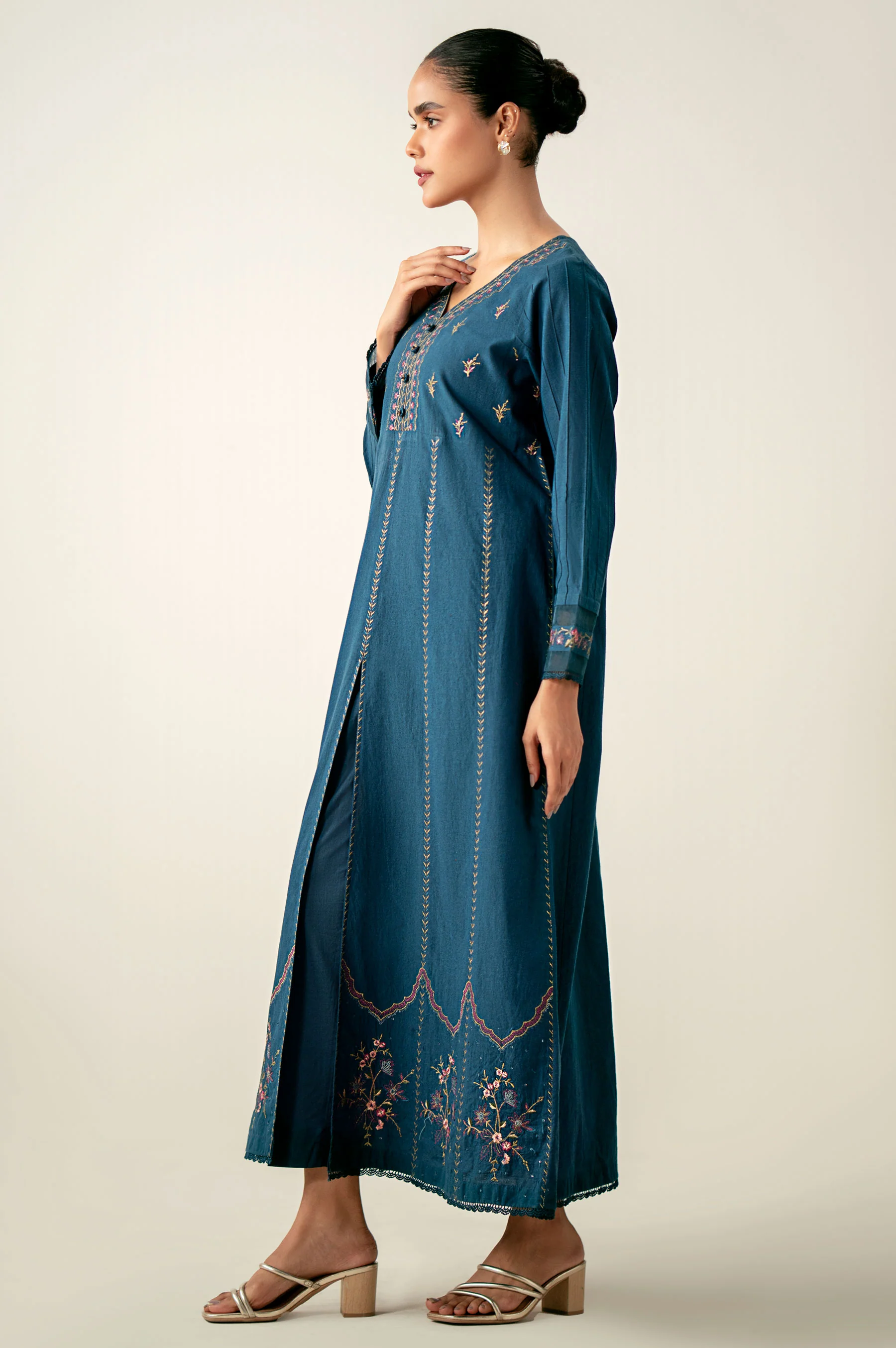 Stitched 1 Piece Embroidered Cambric Shirt - Image 3