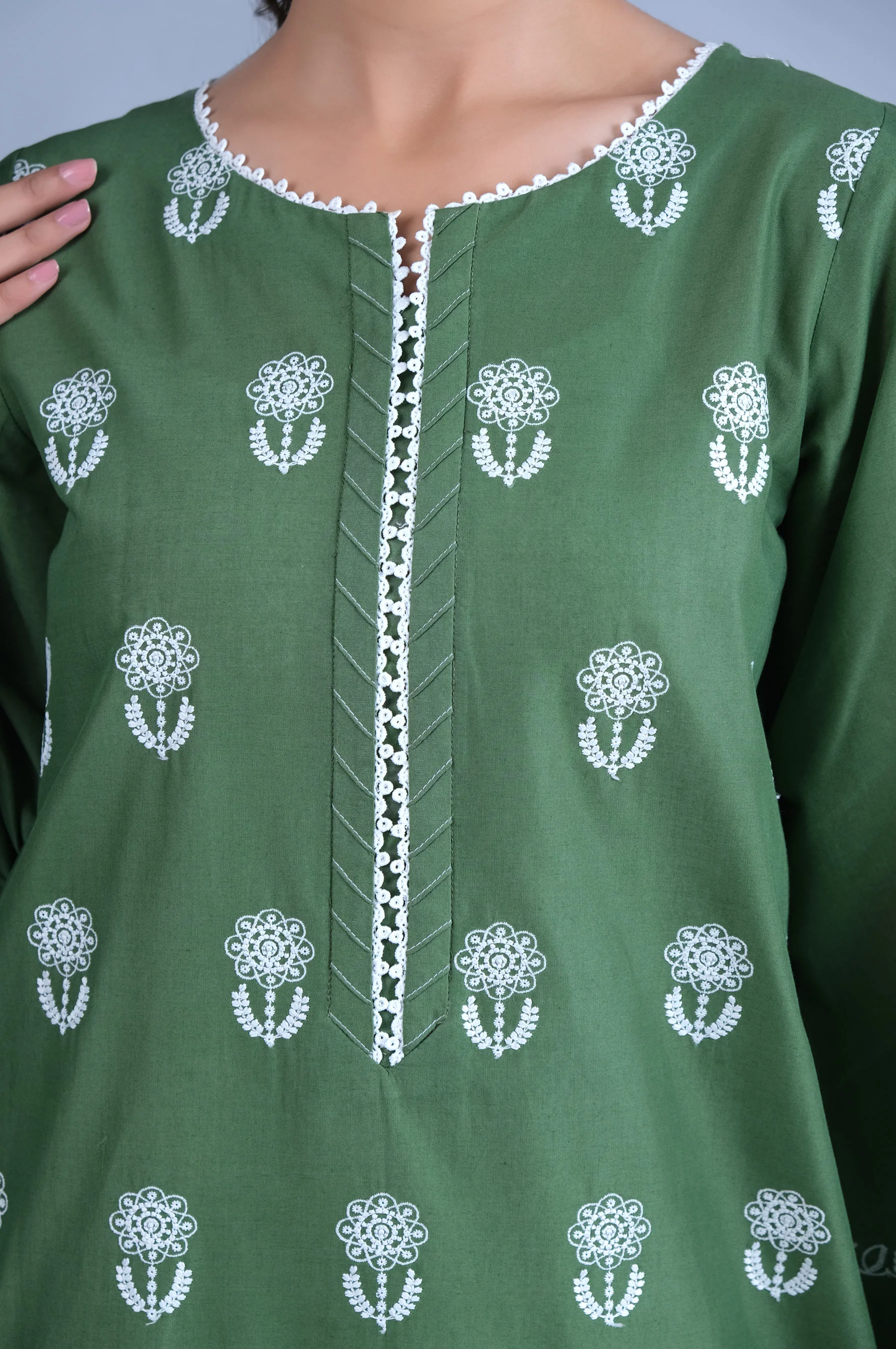 Stitched 1 Piece Embroidered Chikankari Shirt - Image 5