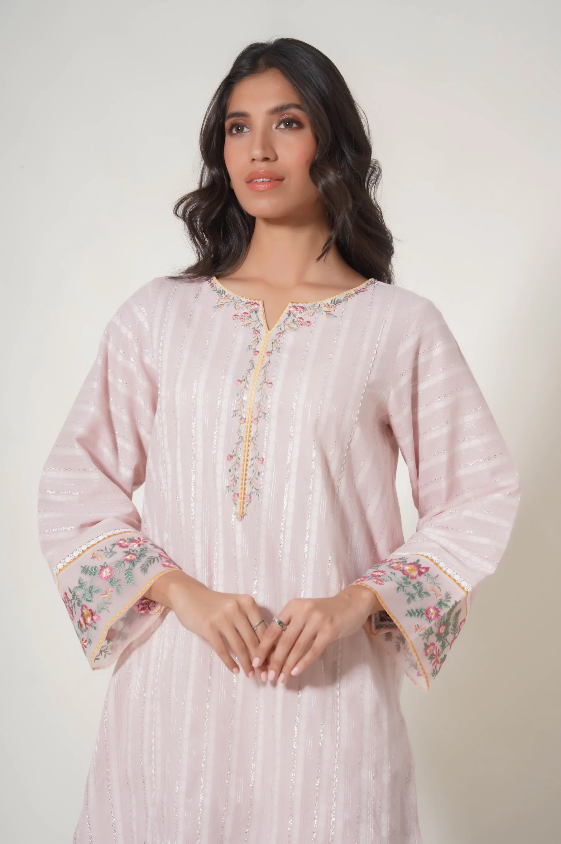 Stitched 1 Piece Embroidered Lorex Jacquard Shirt - Image 2