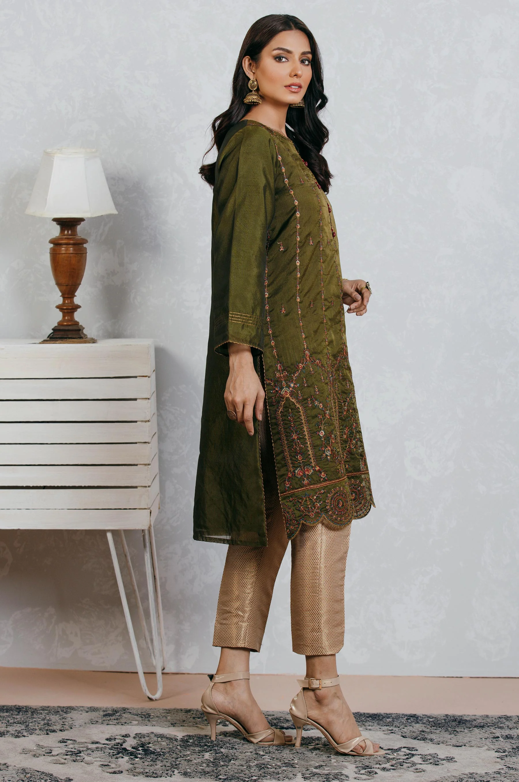 Stitched 1 Piece Organza Embroidered Shirt - Image 2