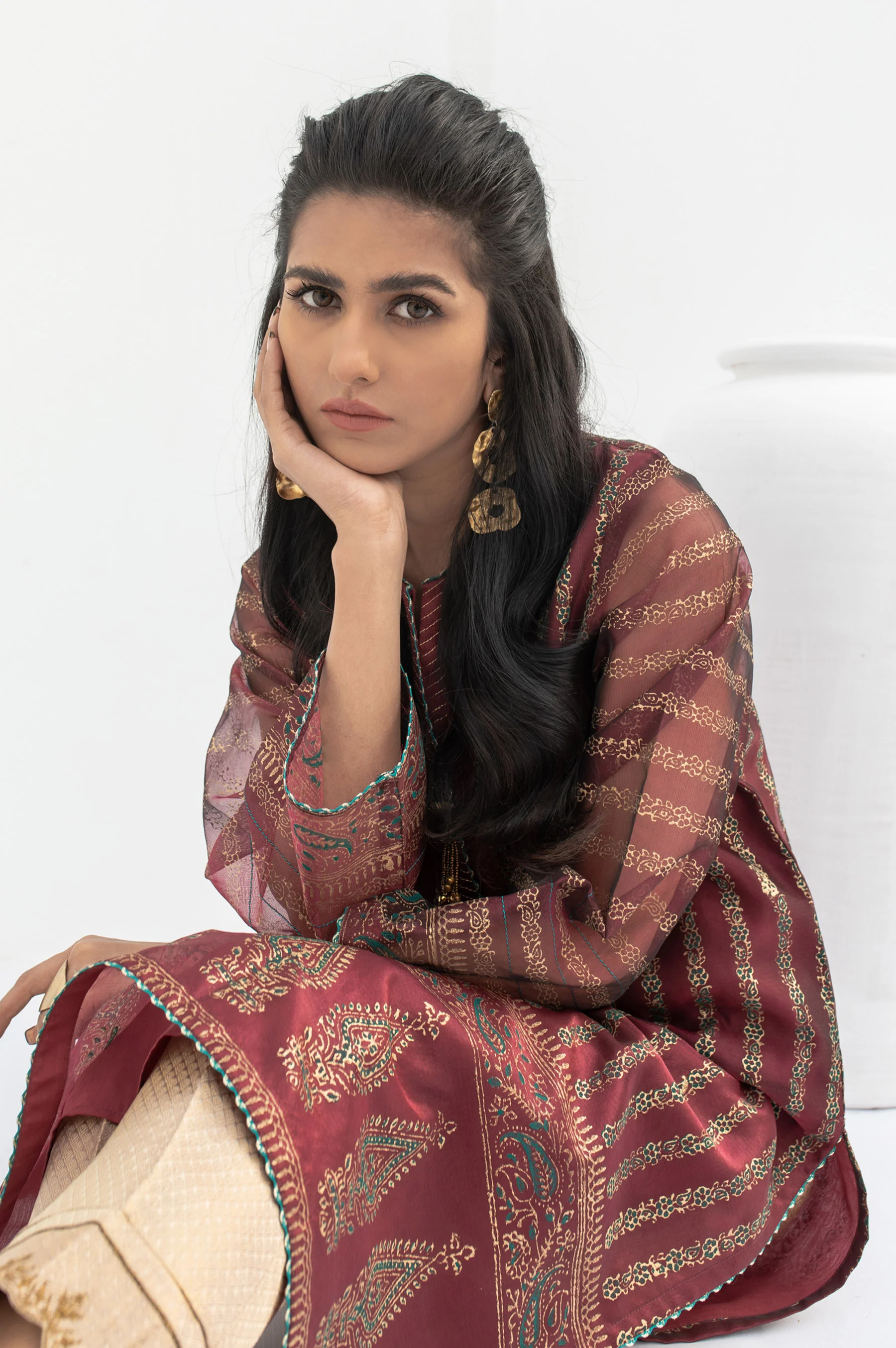 Stitched 1 Piece Organza Block Printed Shirt - Image 5