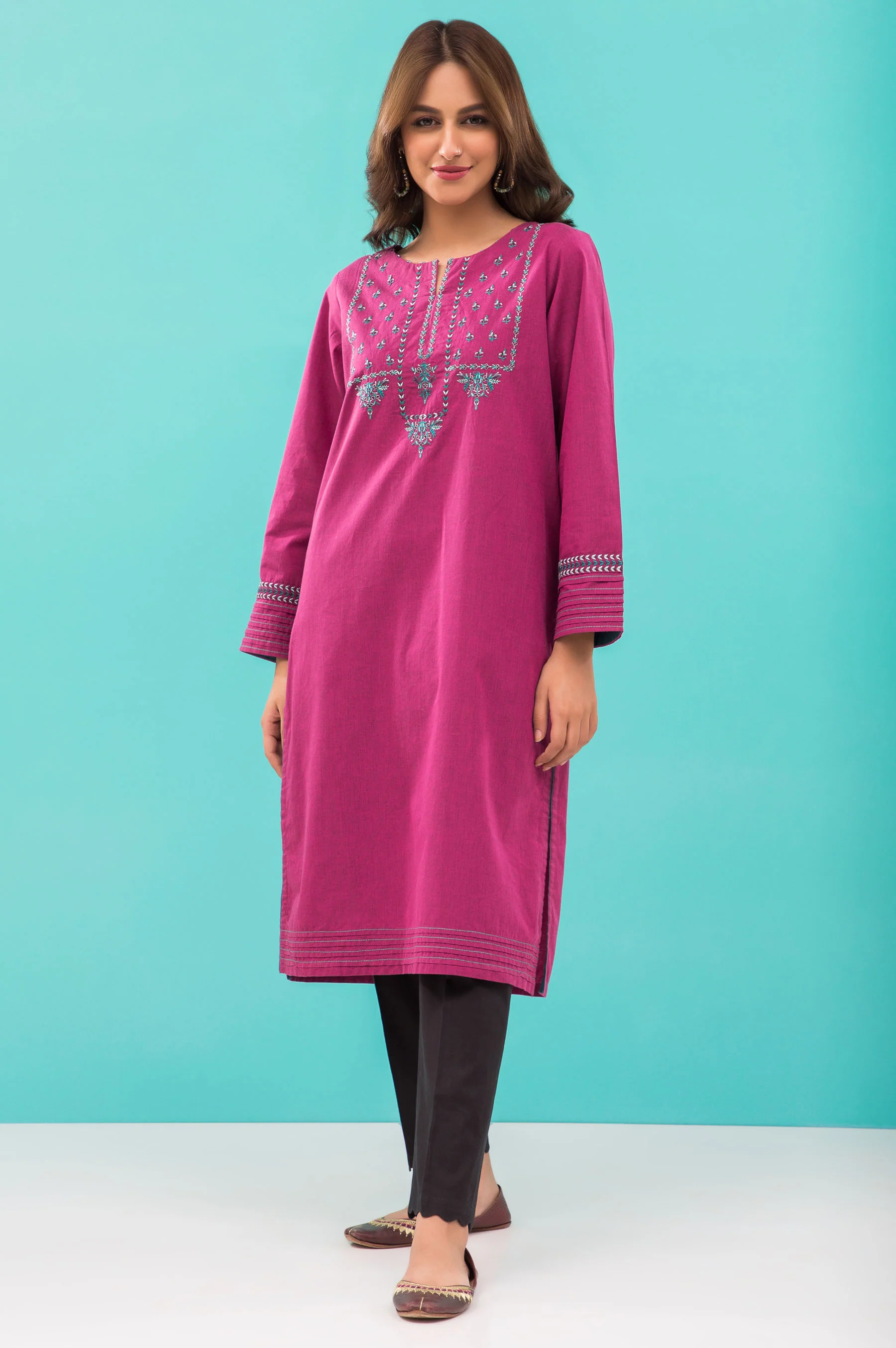 Stitched 1 Piece Embroidered Yarn Dyed Shirt