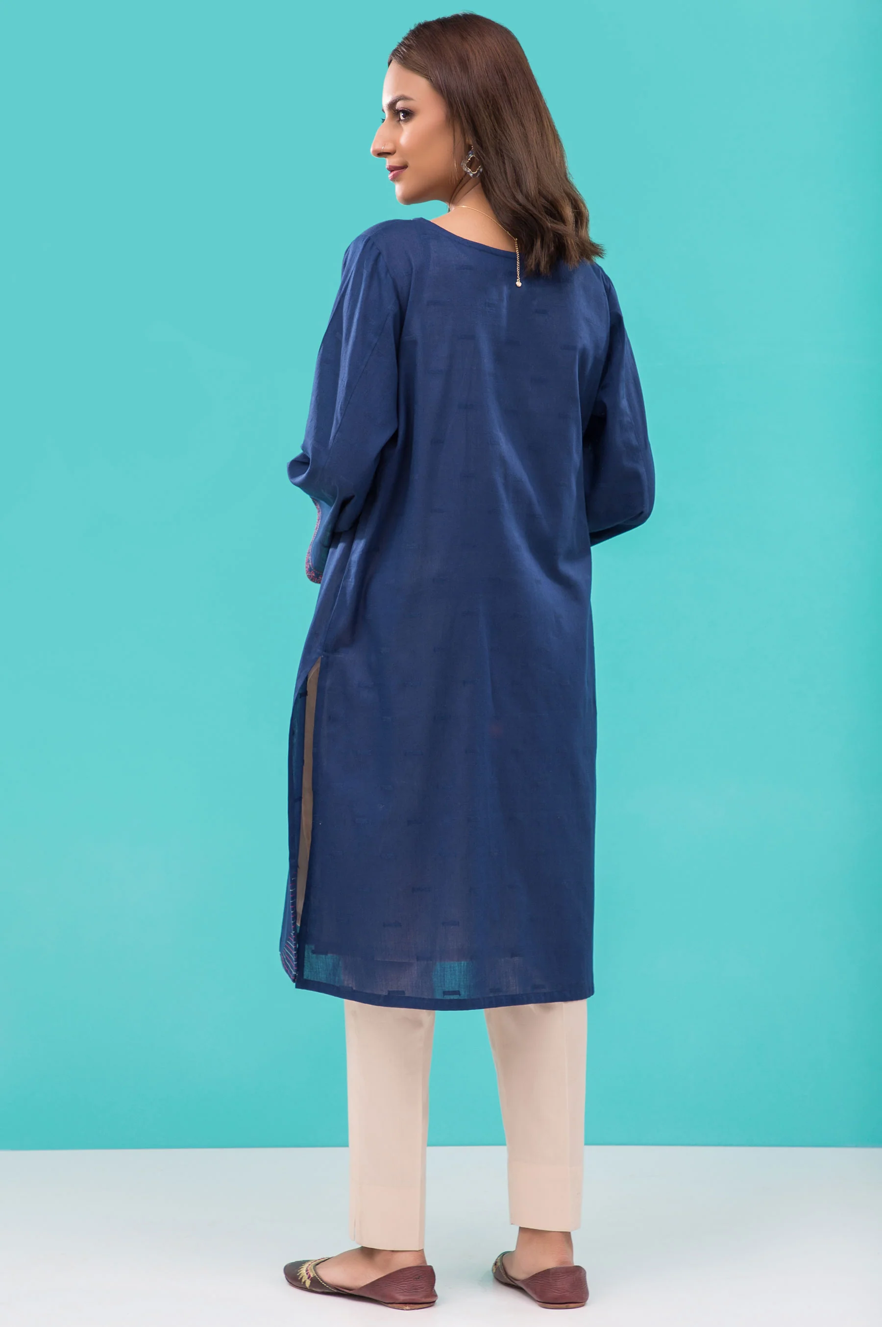 Stitched 1 Piece Embroidered Jacquard Shirt - Image 2
