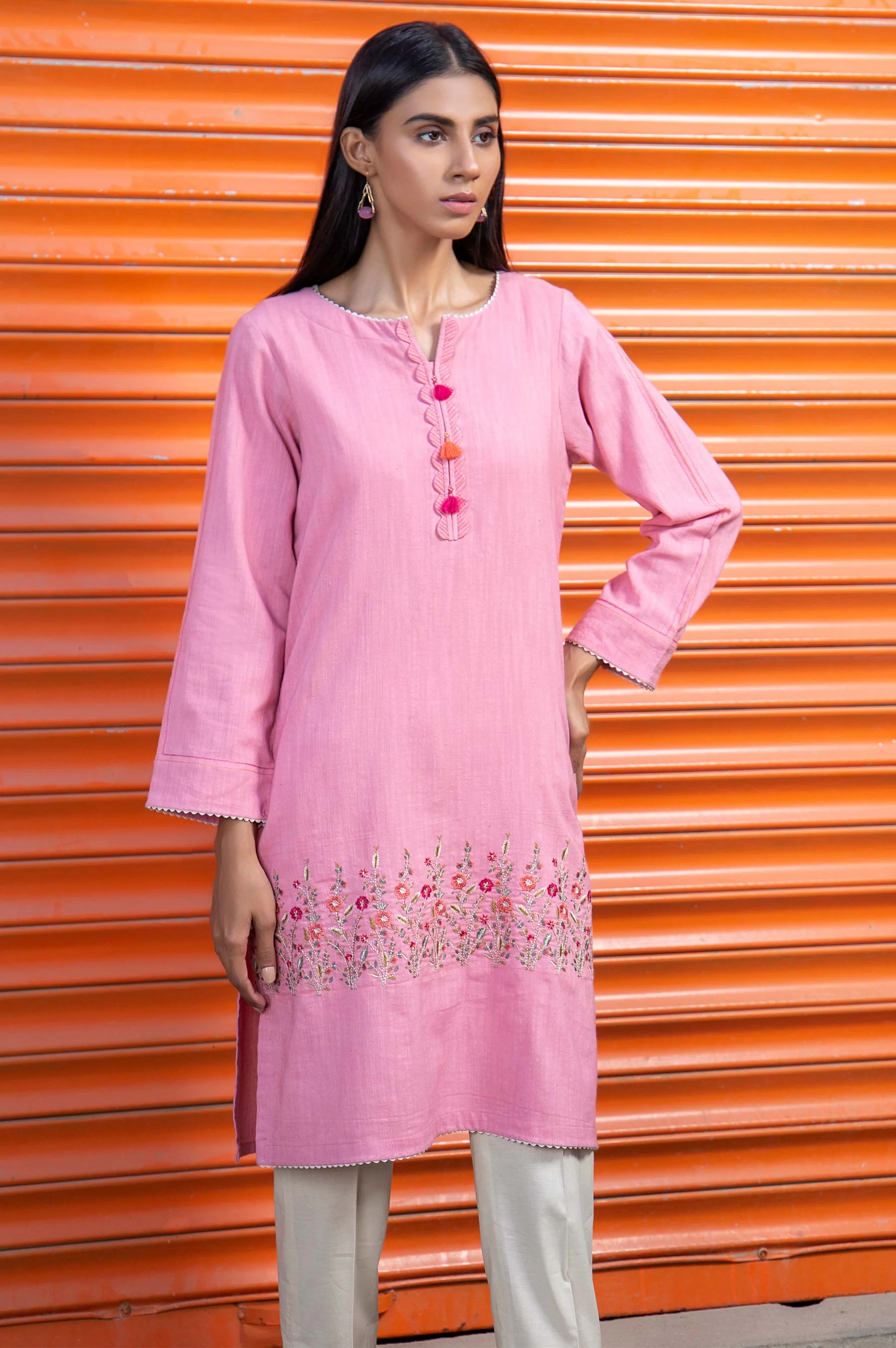 Stitched 1 Piece Embroidered Khaddar Shirt - Image 3