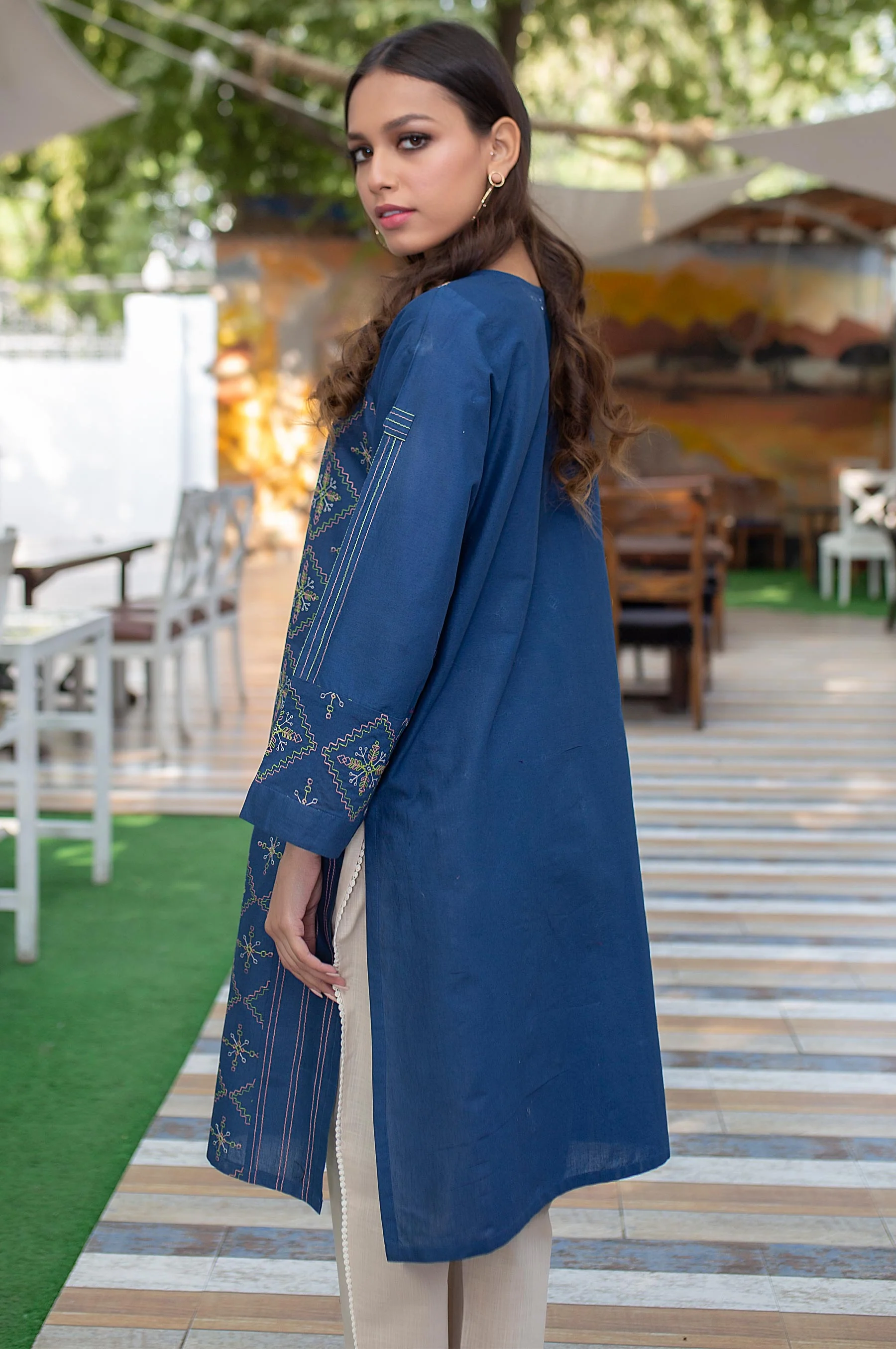 Stitched 1 Piece Embroidered Cambric Shirt - Image 2