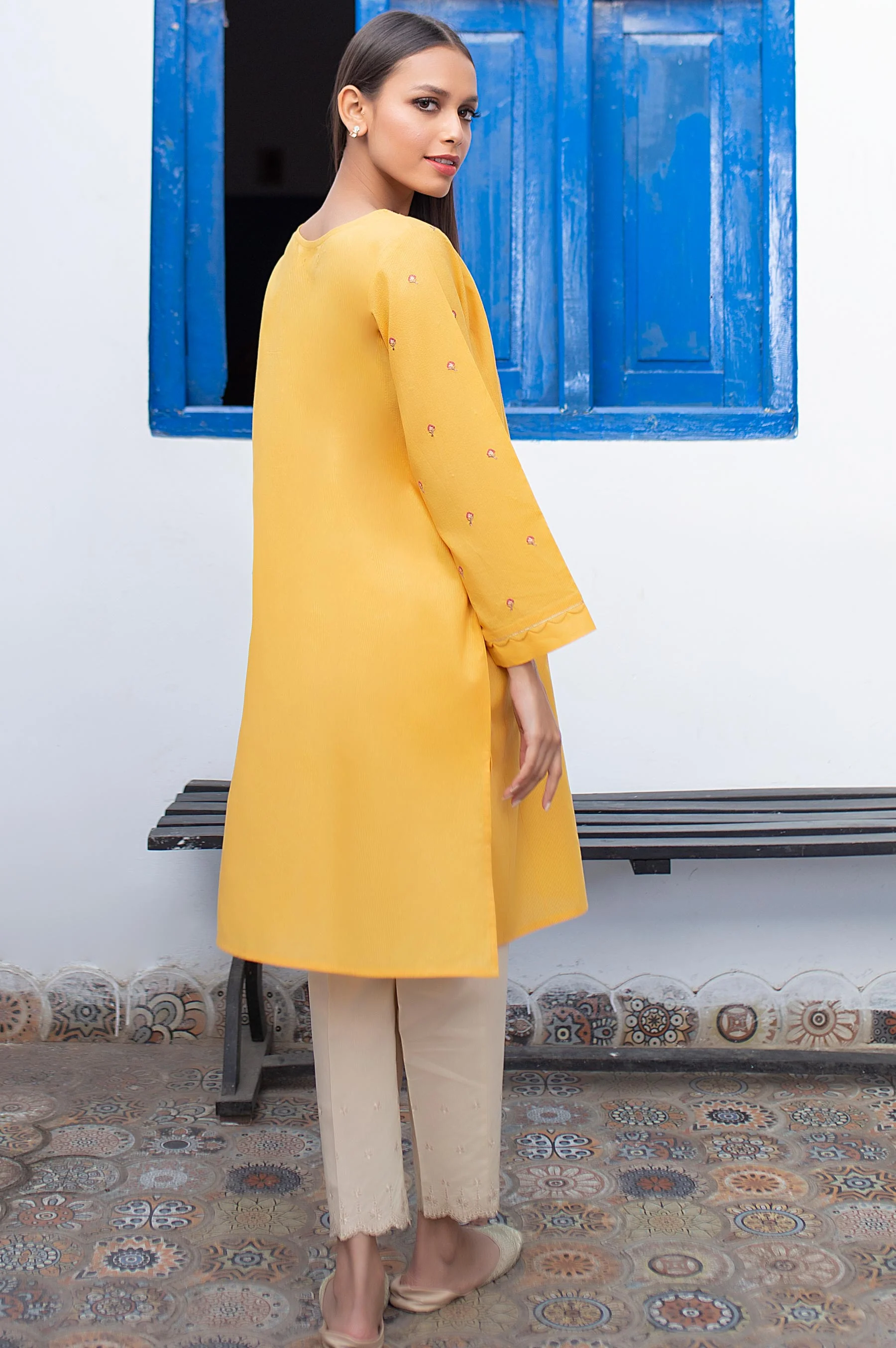 Stitched 1 Piece Embroidered Zari Masoori Shirt - Image 2