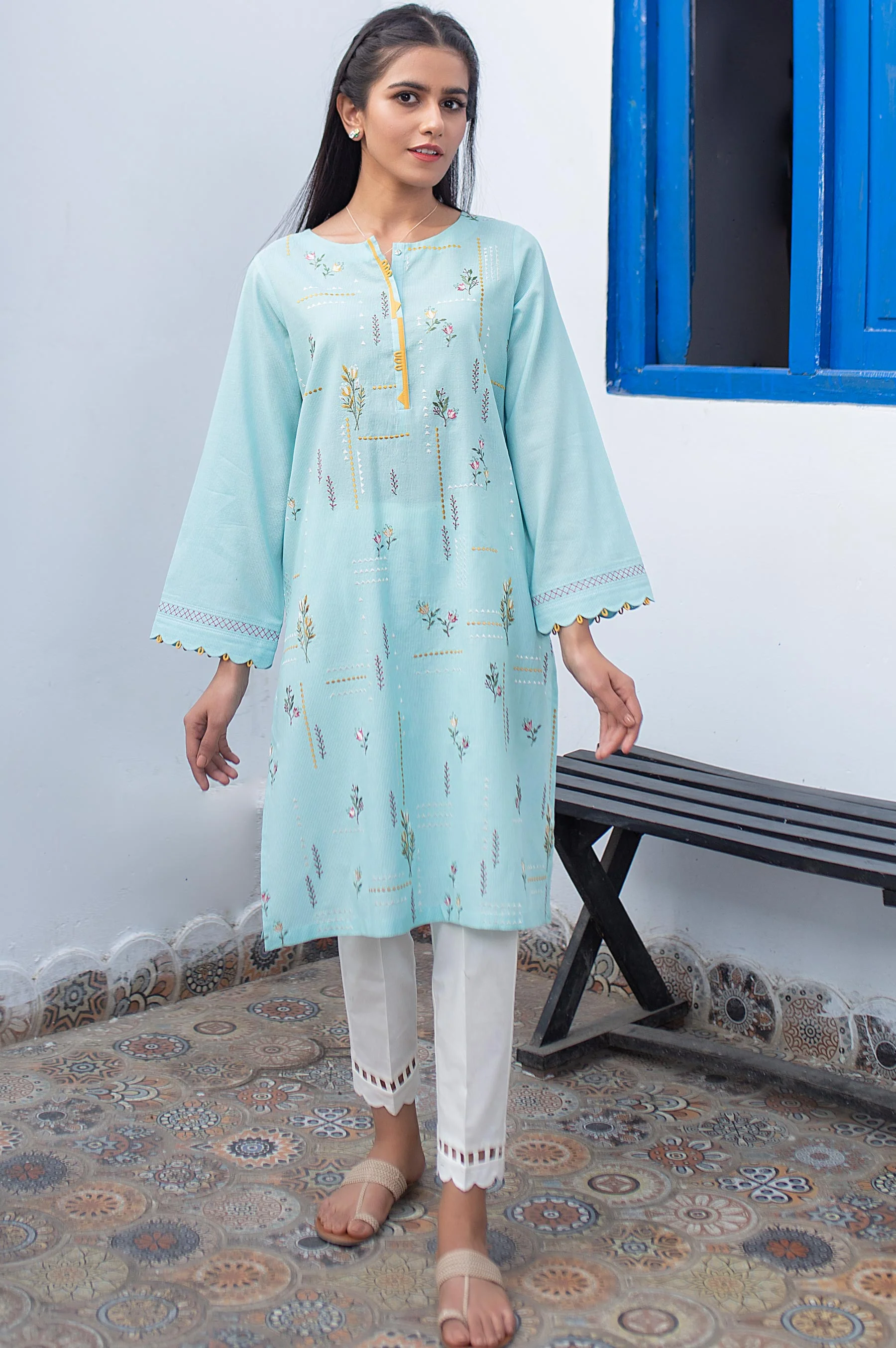 Stitched 1 Piece Embroidered Zari Masoori Shirt - Image 2
