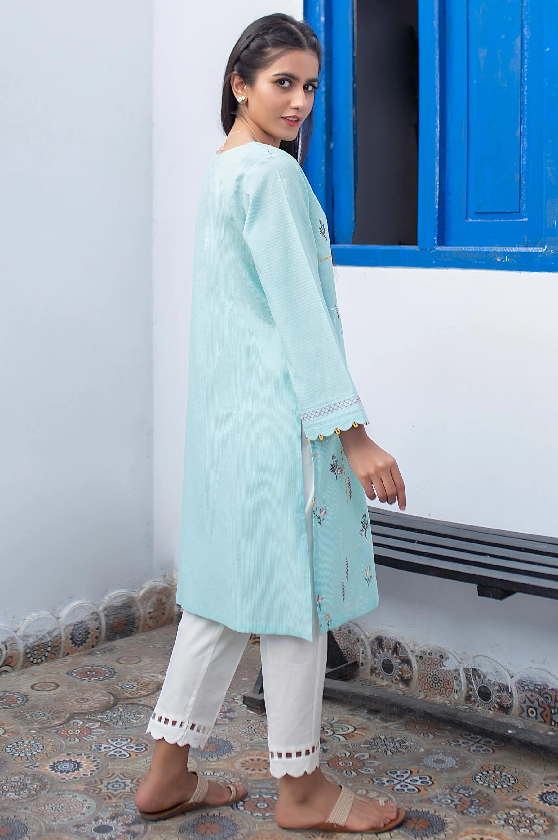 Stitched 1 Piece Embroidered Zari Masoori Shirt - Image 3