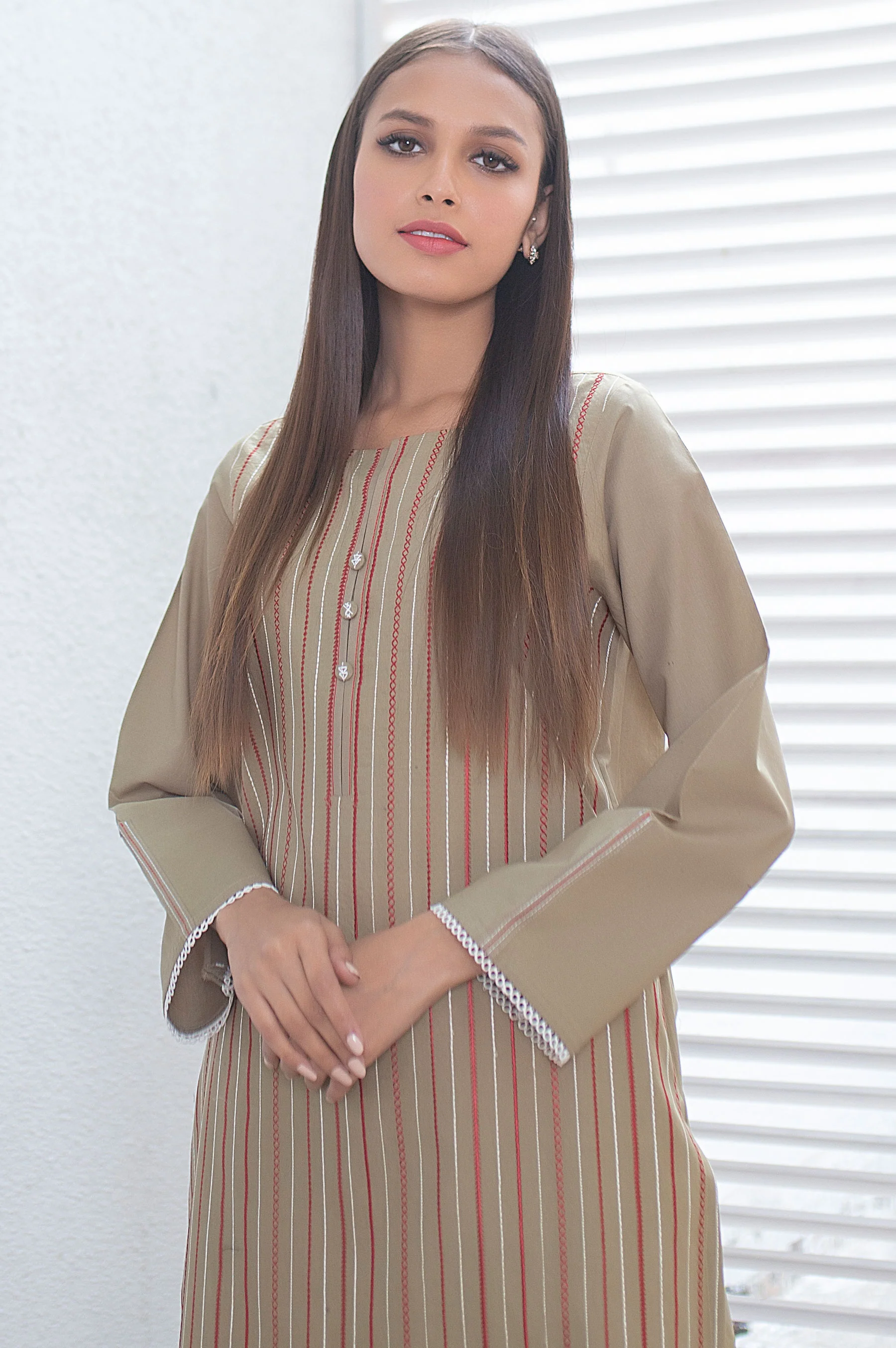 Stitched 1 Piece Embroidered Cambric Shirt