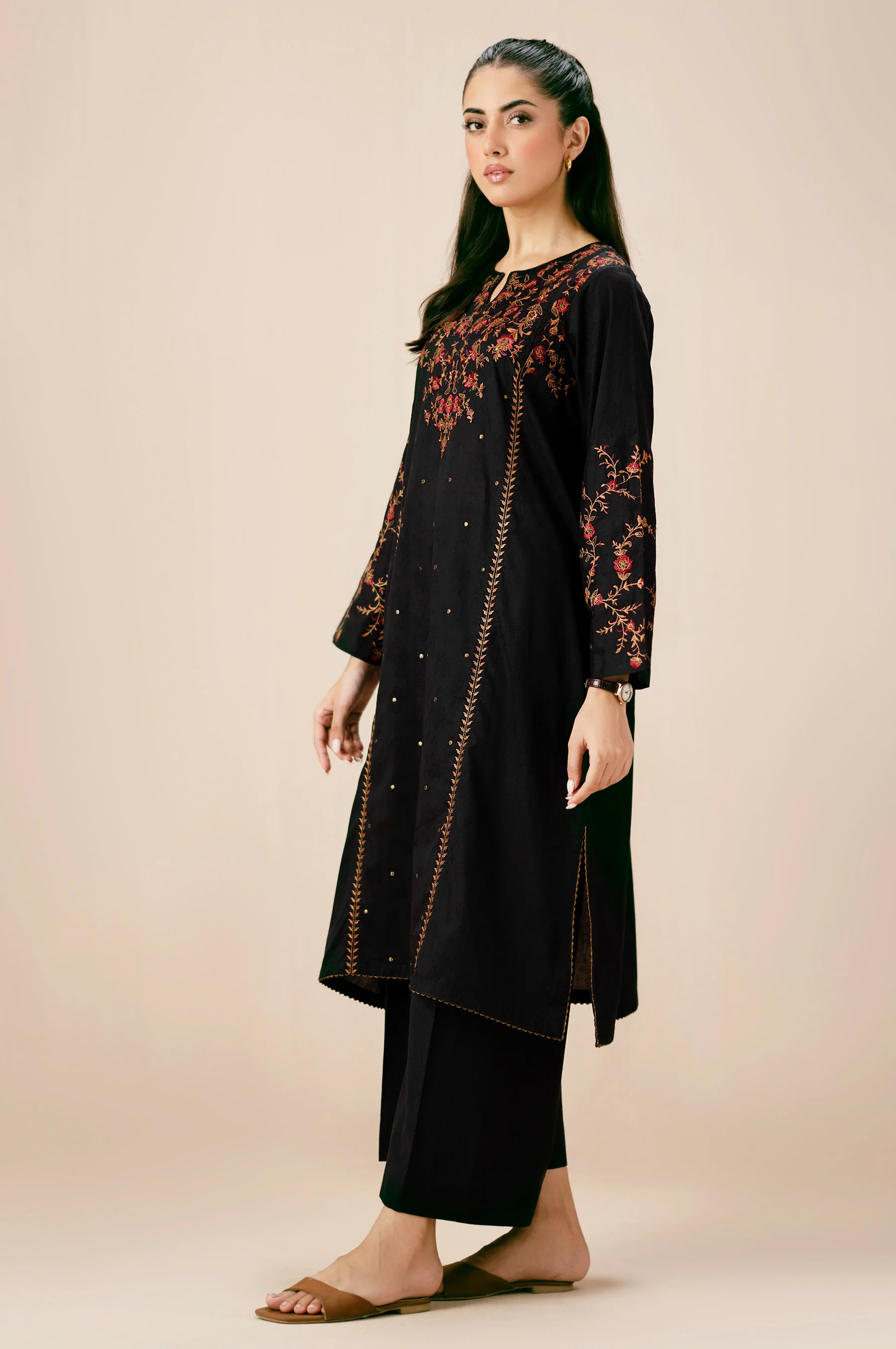 Stitched 1 Piece Embroidered Jacquard Shirt - Image 2
