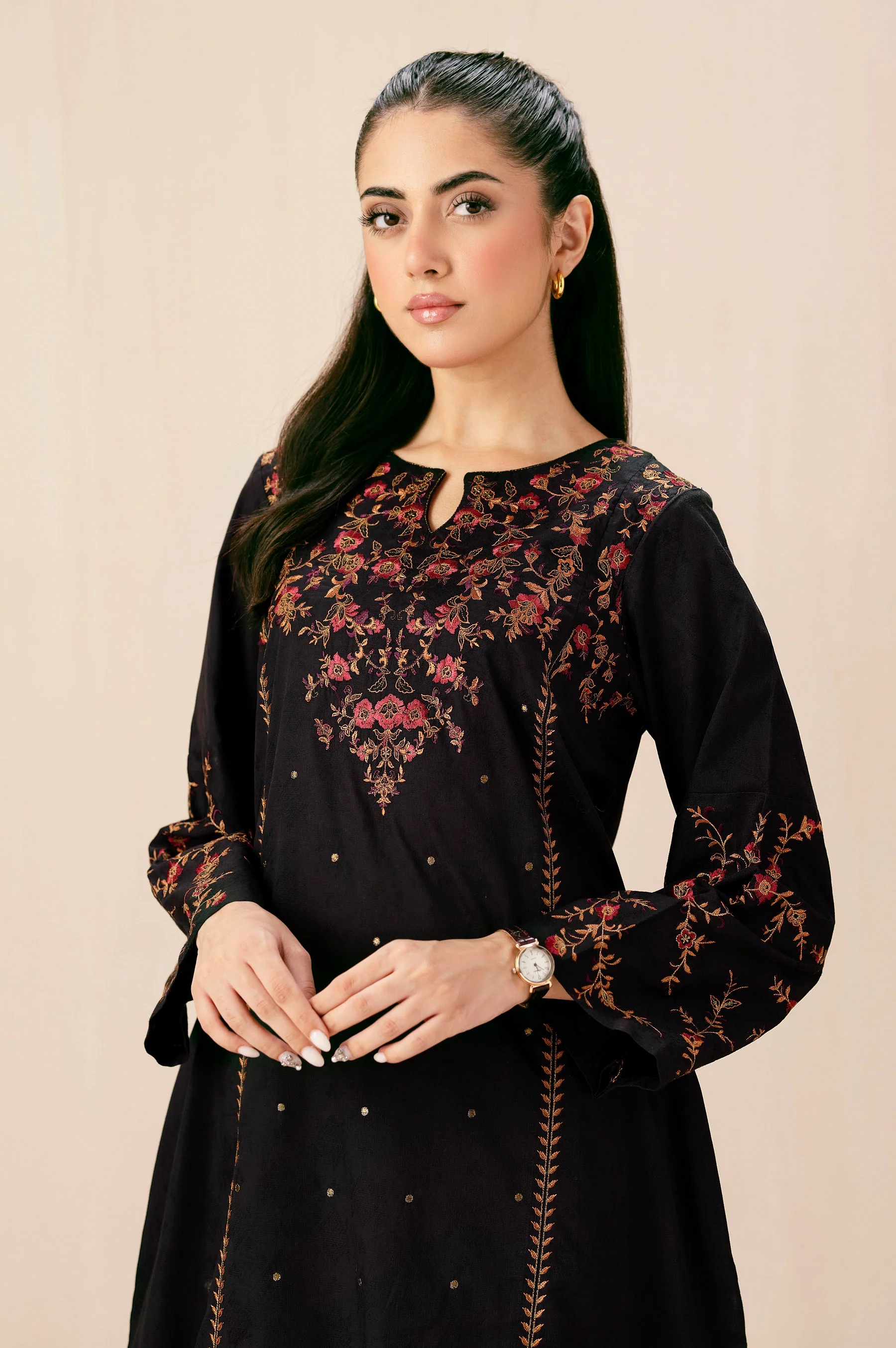 Stitched 1 Piece Embroidered Jacquard Shirt - Image 4