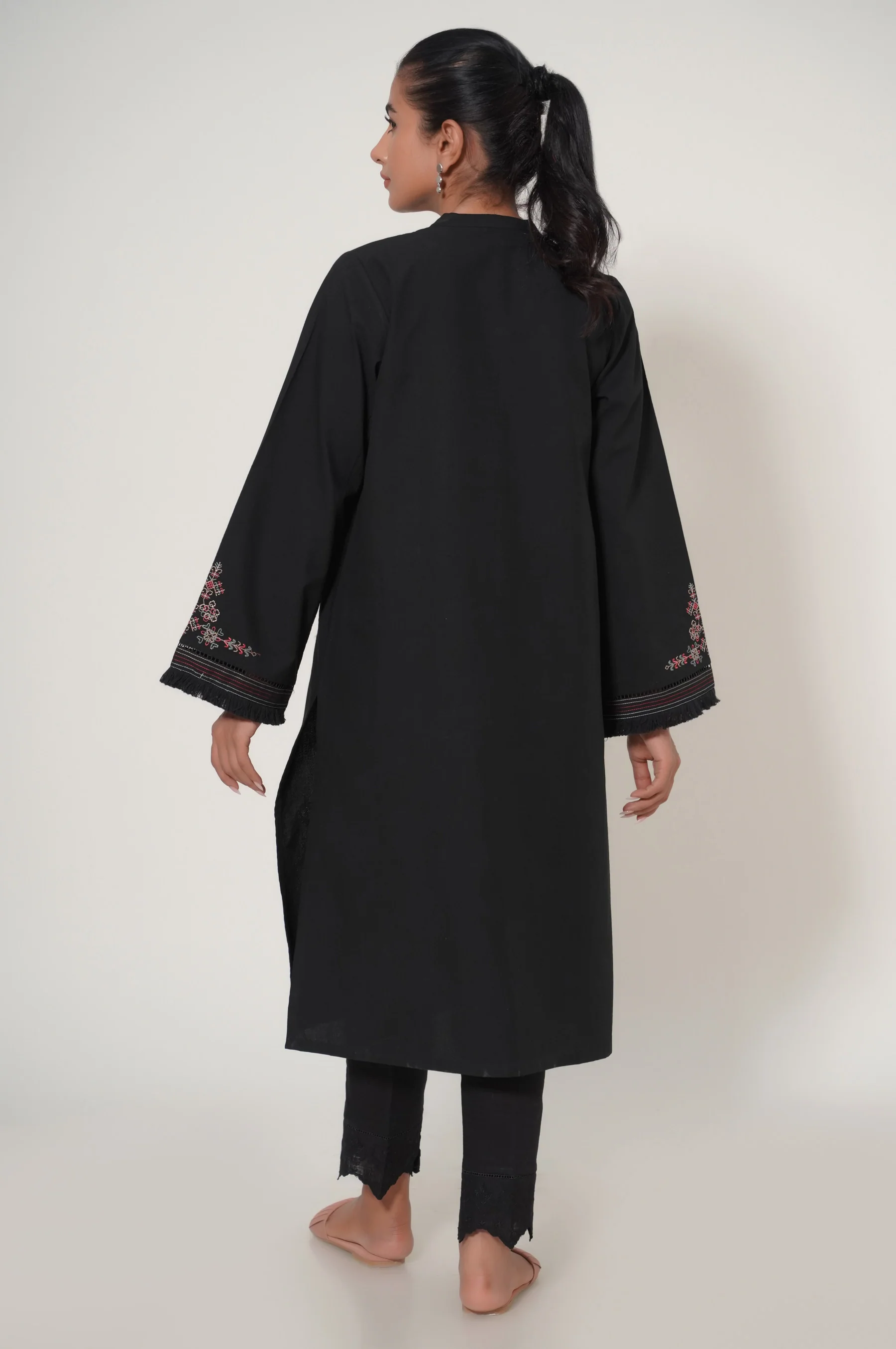 Stitched 1 Piece Embroidered Slub Cambric - Image 4