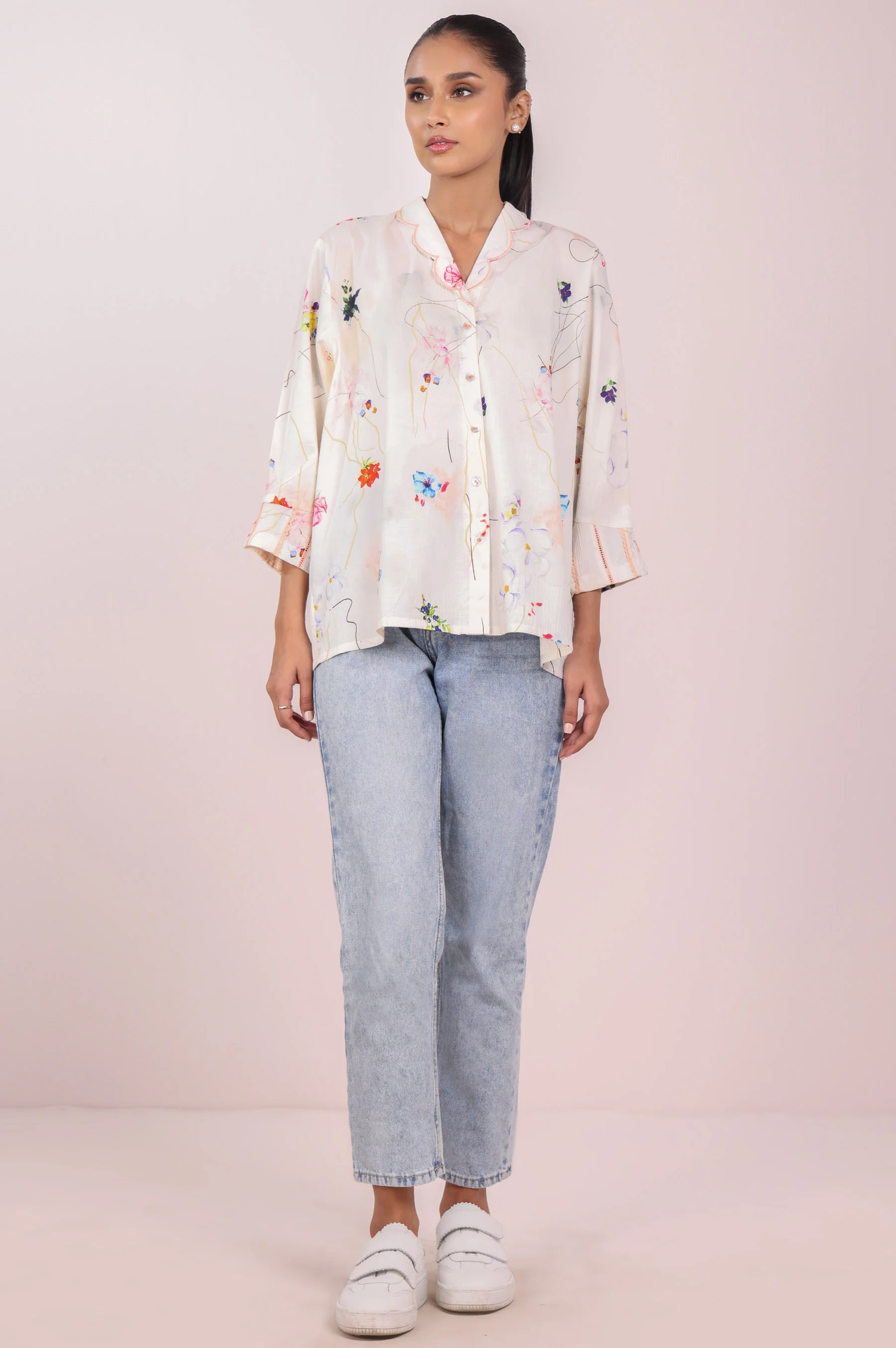 Stitched 1 Piece Embroidered Stylized Fusion Top