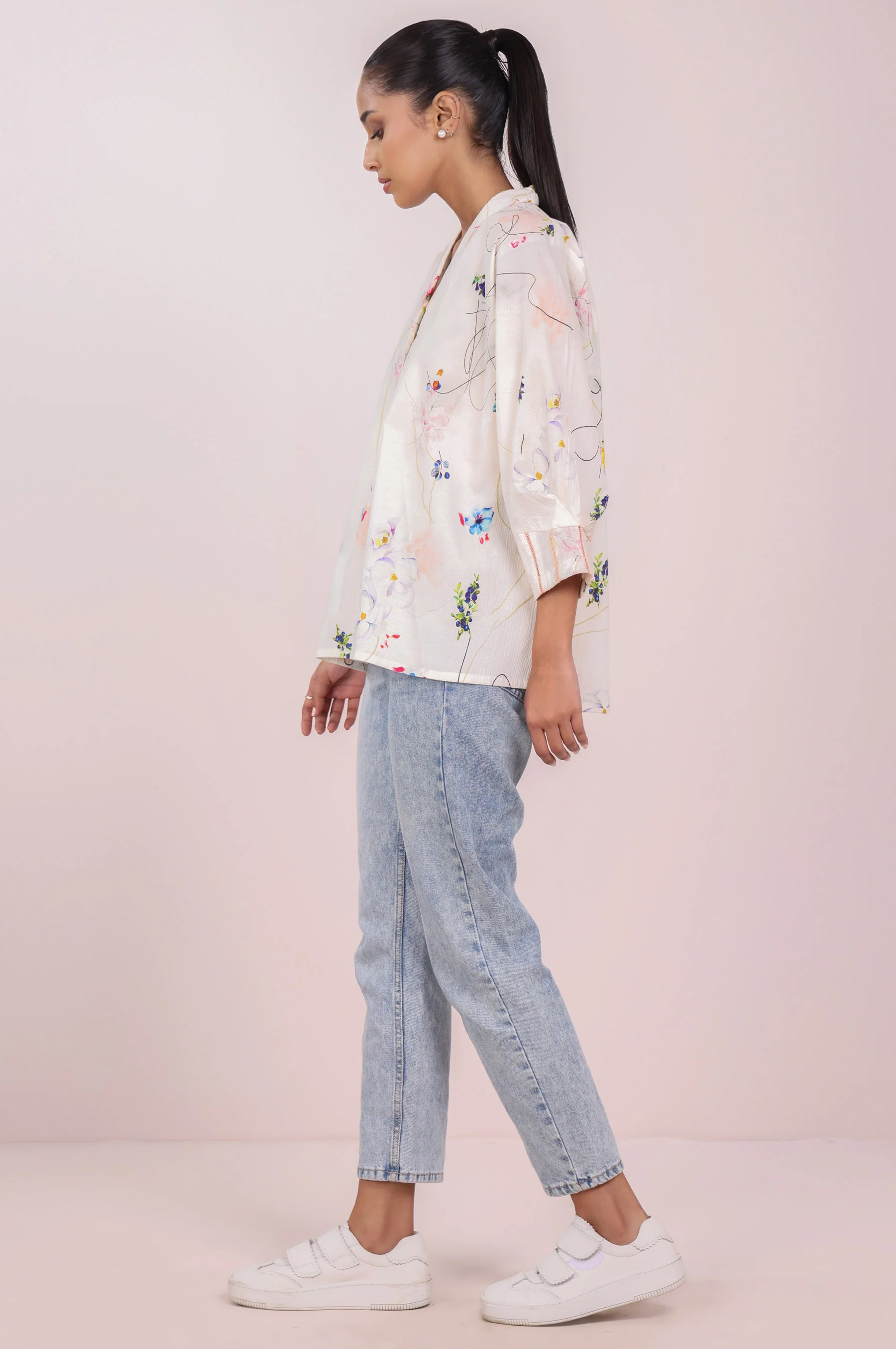 Stitched 1 Piece Embroidered Stylized Fusion Top - Image 2