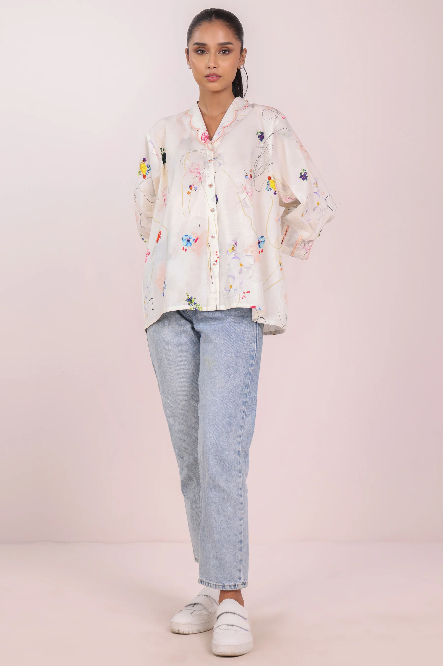 Stitched 1 Piece Embroidered Stylized Fusion Top - Image 5