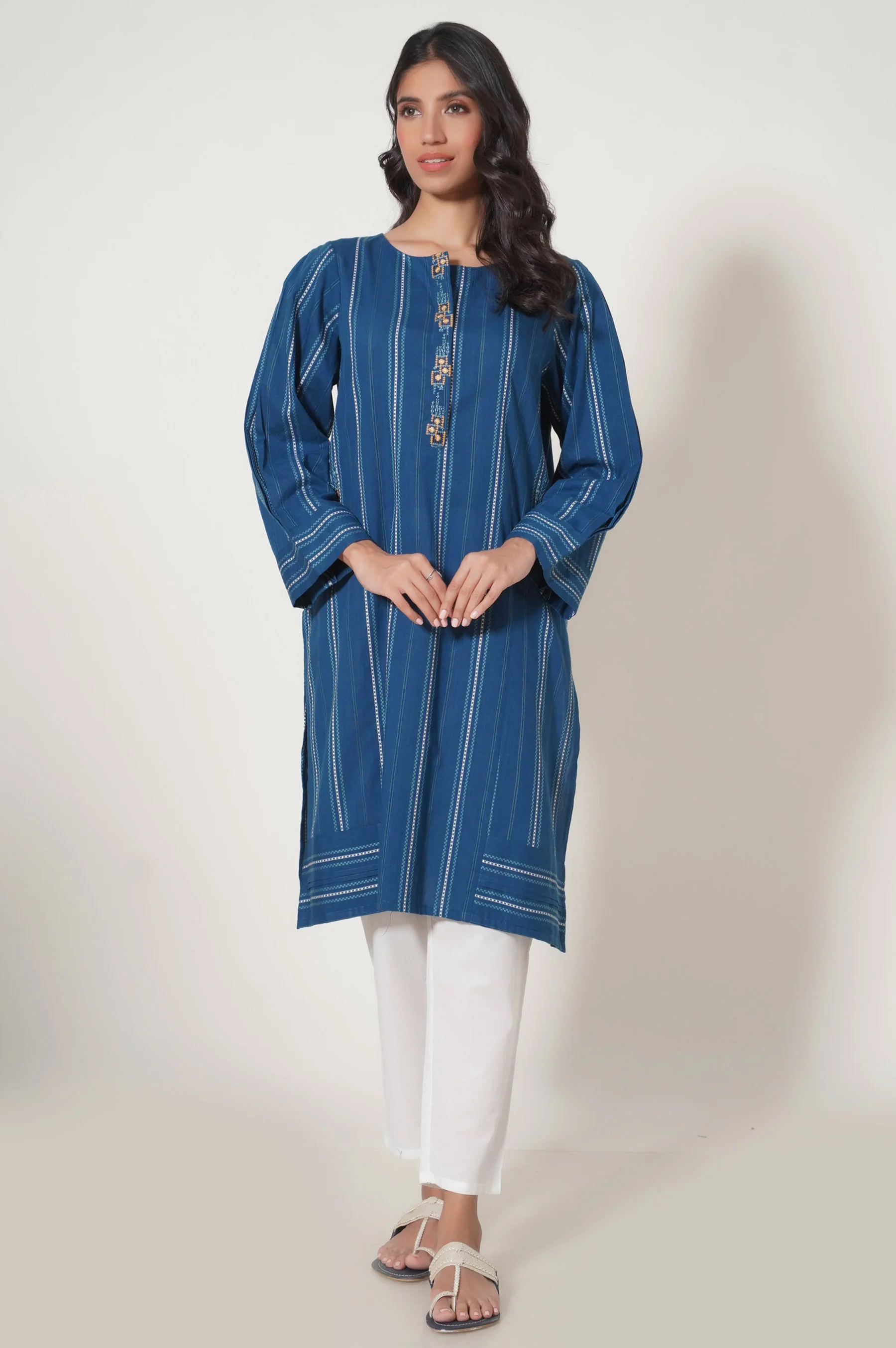 Stitched 1 Piece Embroidered Tarkashi Jacquard Shirt - Image 2