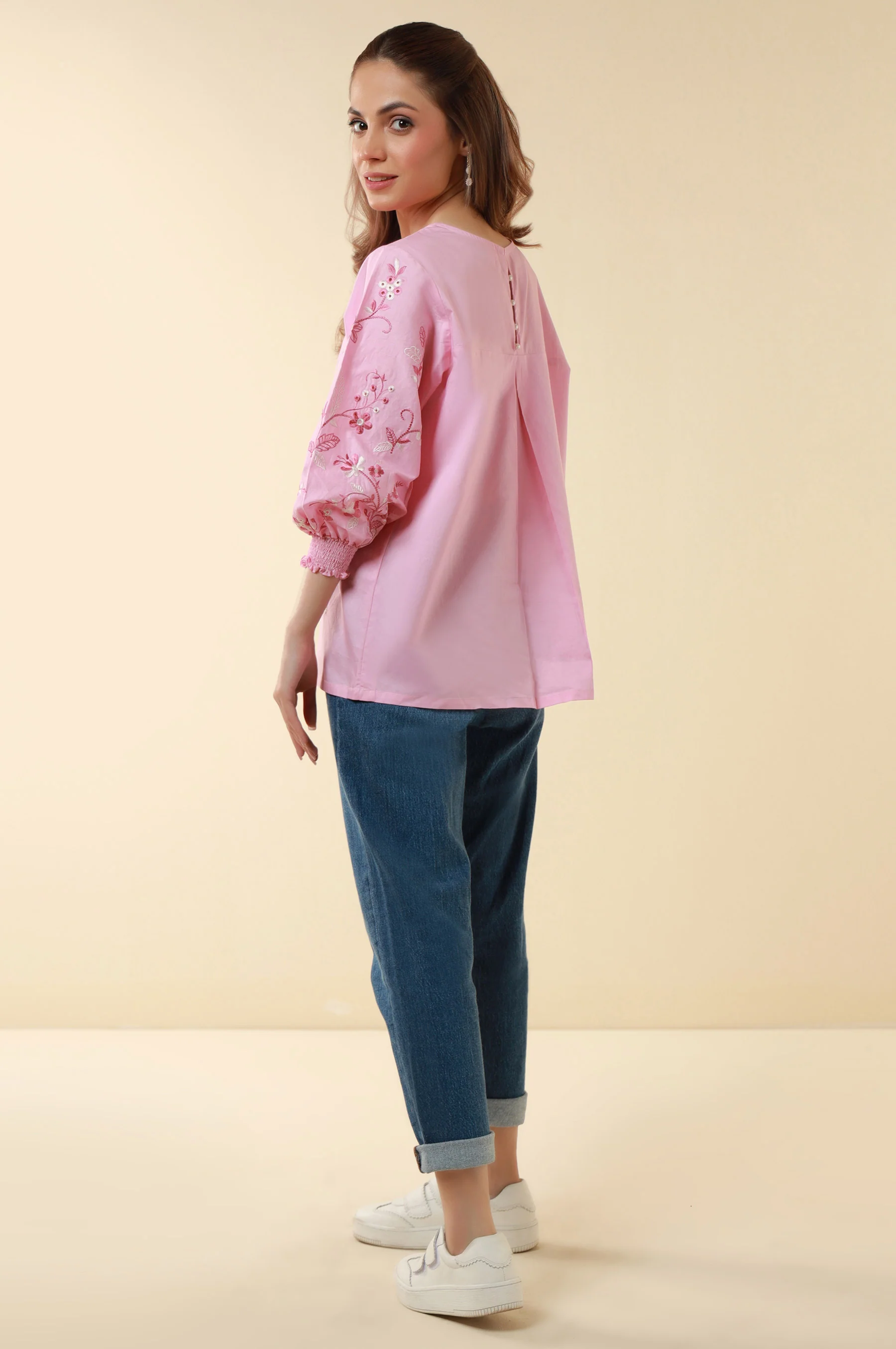 Stitched 1 Piece Embroidered Tencel Top - Image 5