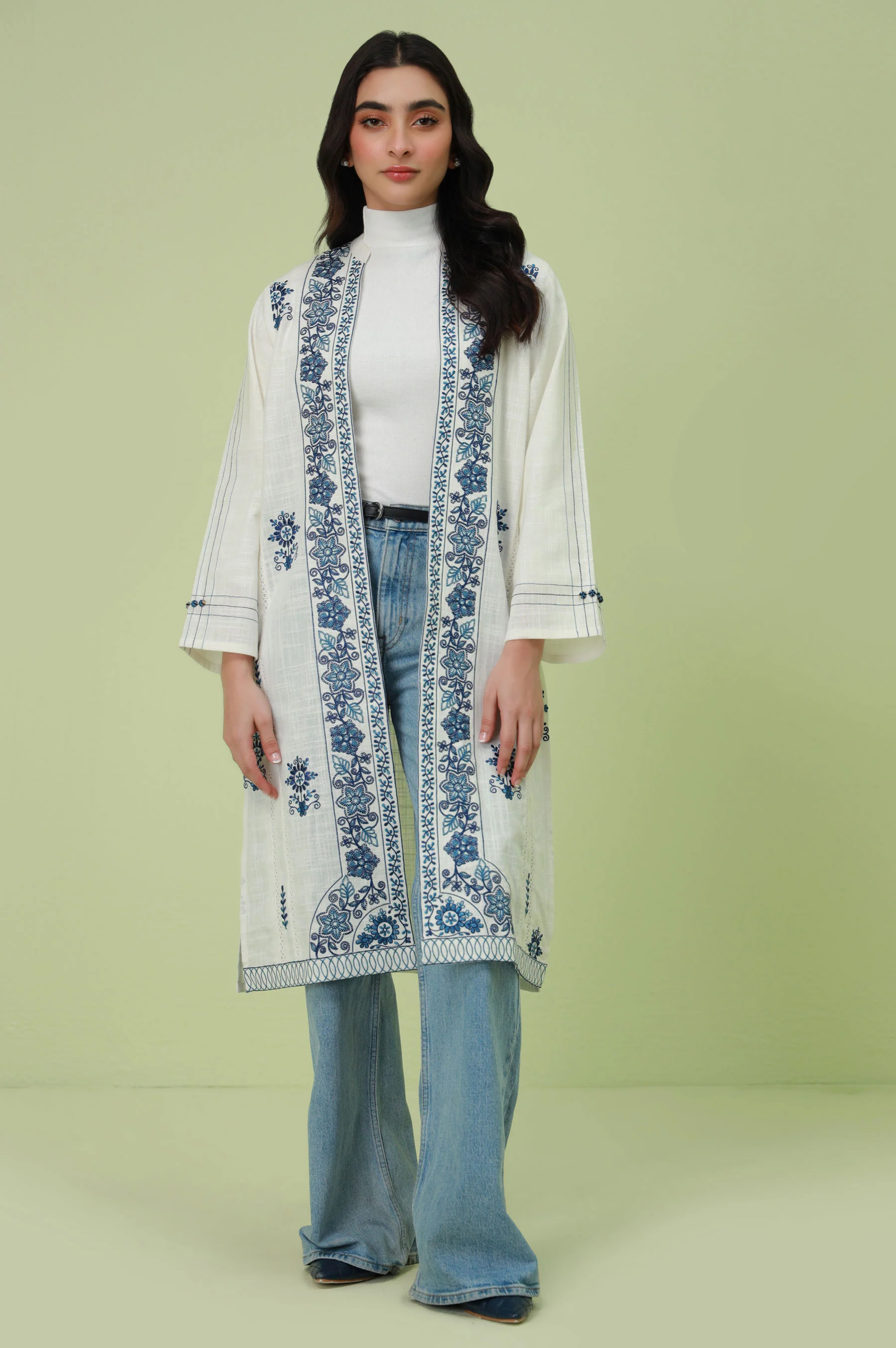 Stitched 1 Piece Embroidered Thai Khaddar Jacket