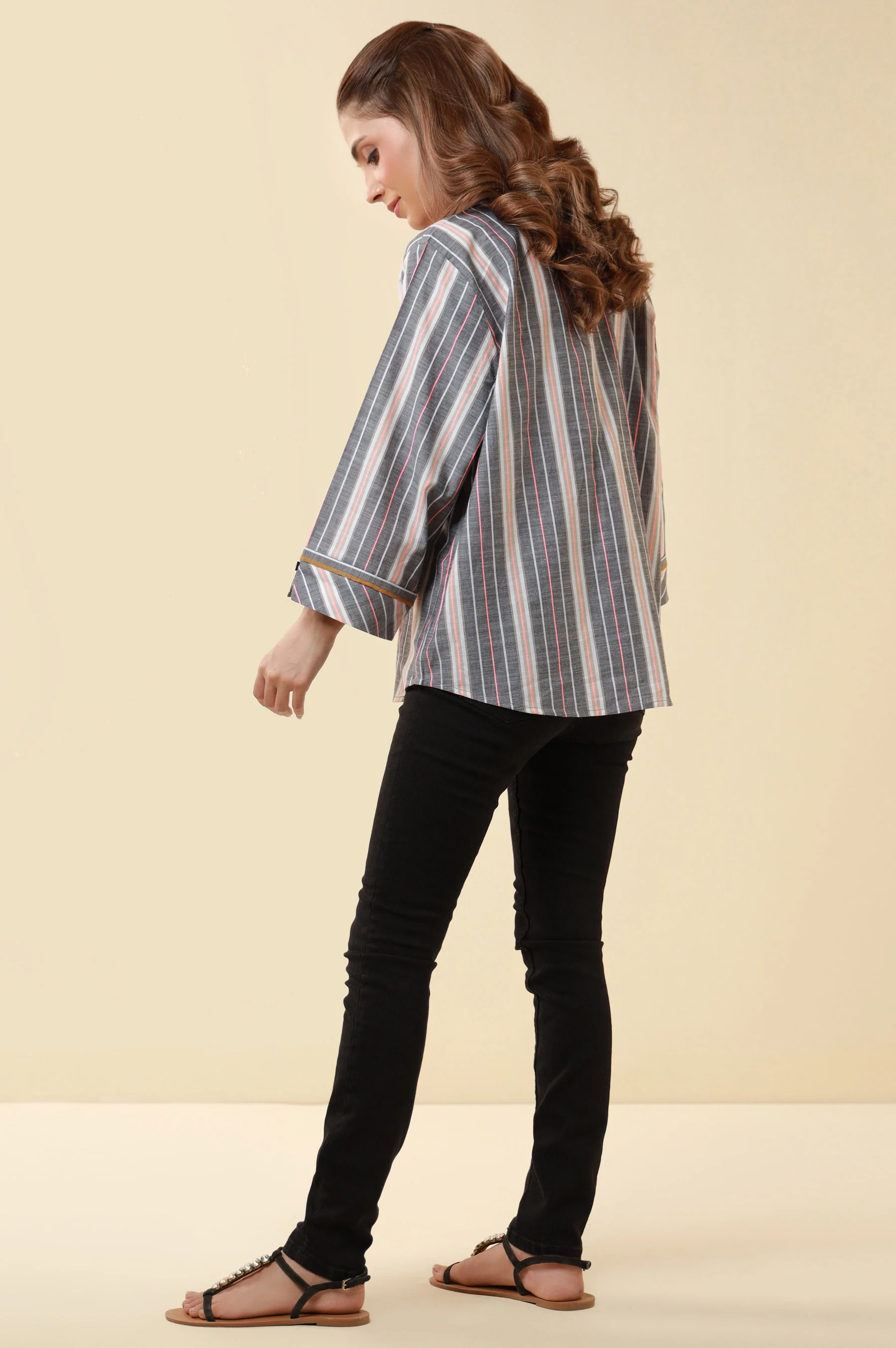 Stitched 1 Piece Embroidered Yarn Dyed Fusion Top - Image 3