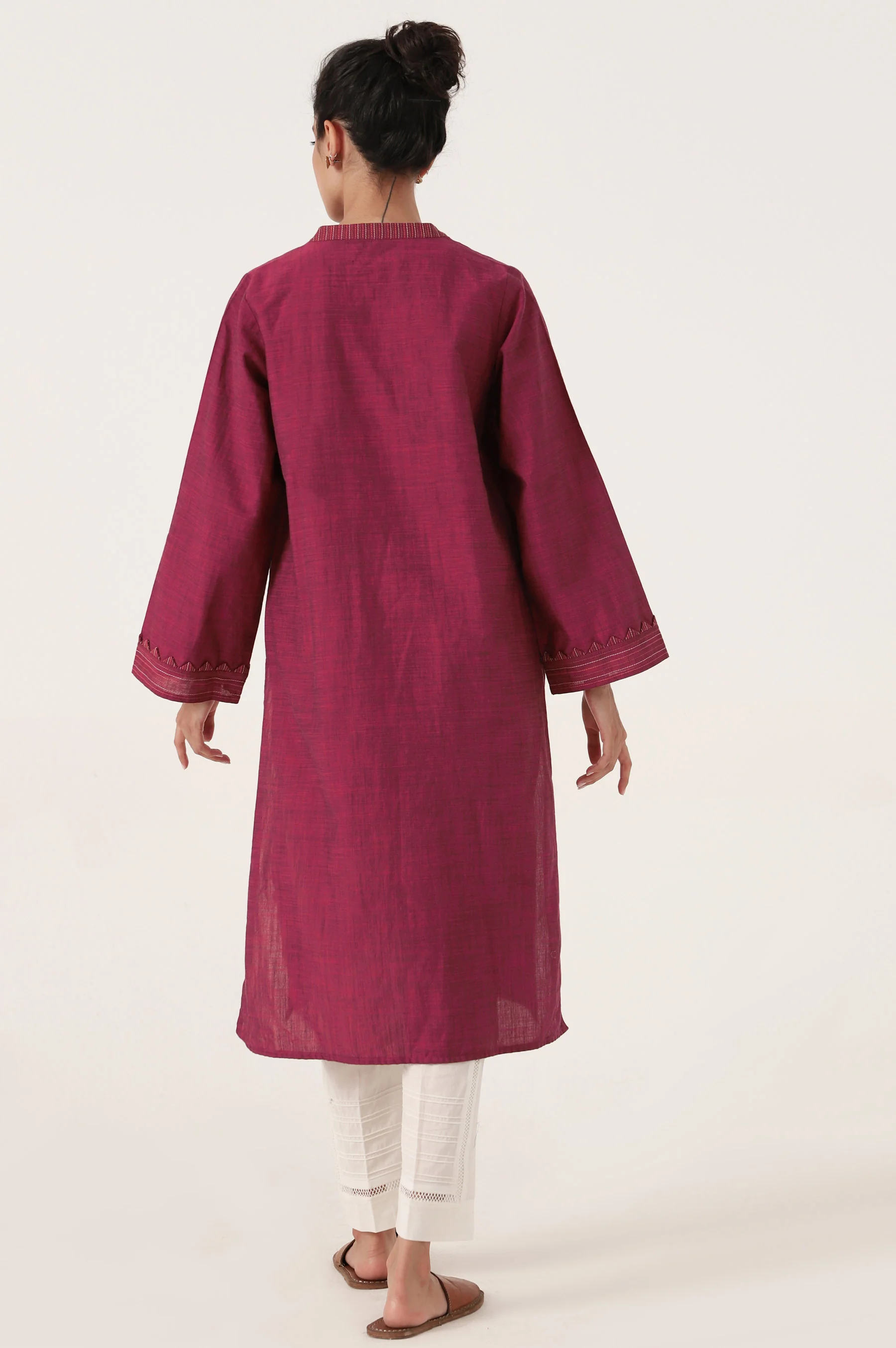 Stitched 1 Piece Embroidered Yarn Dyed Shirt - Image 2