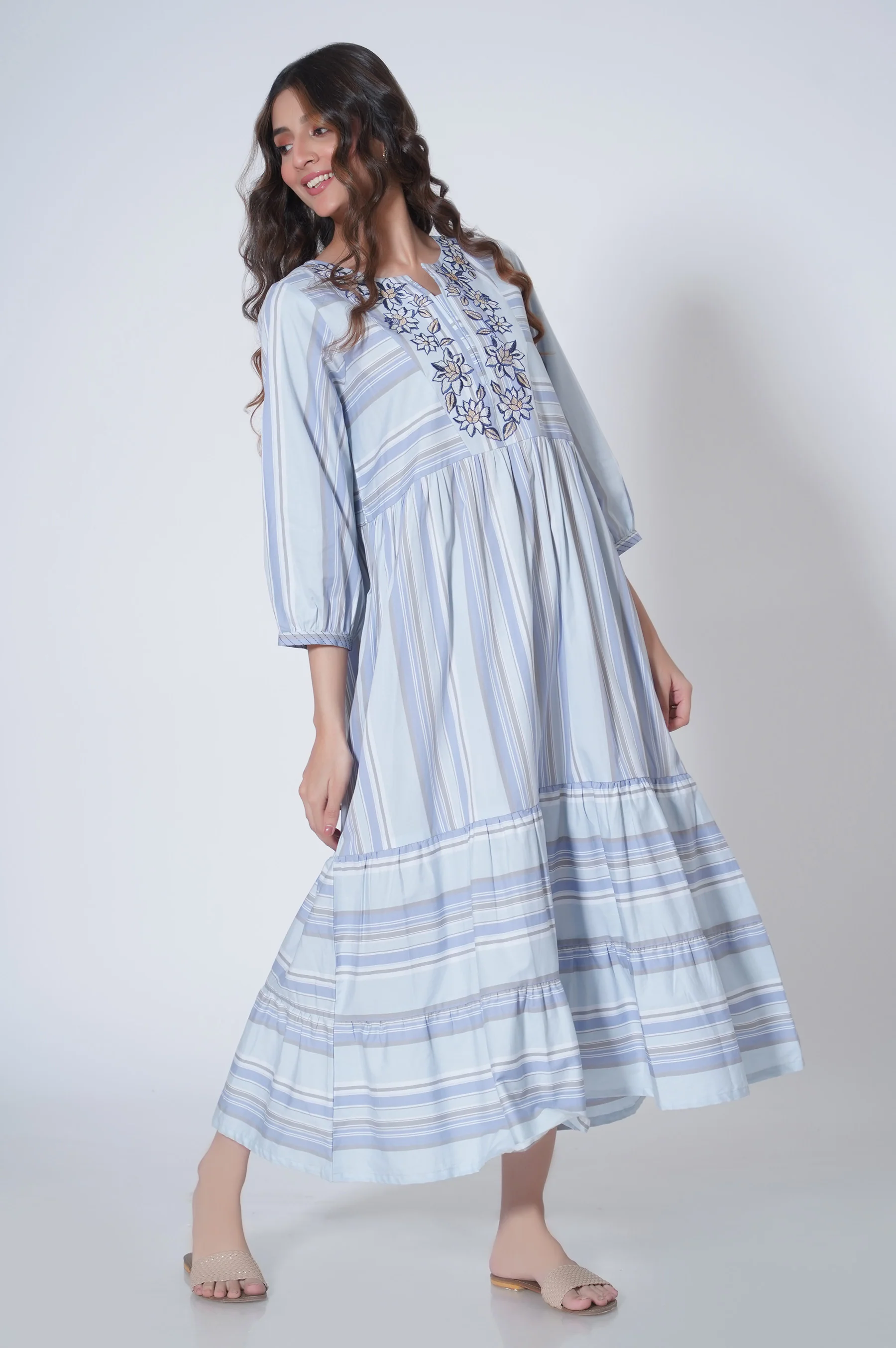 Stitched 1 Piece Yarn Dyed Dress - Image 3