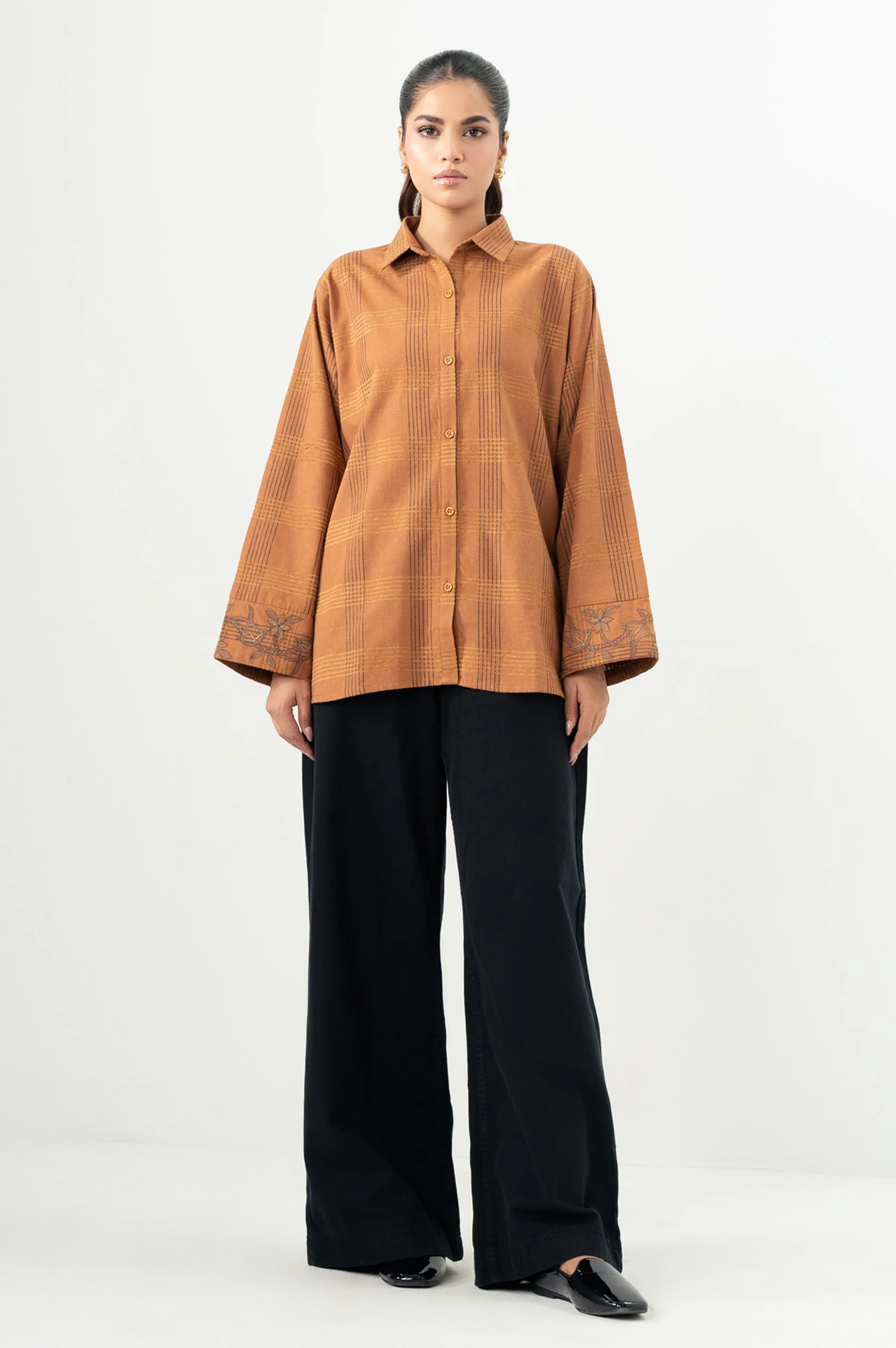 Stitched 1 Piece Embroidered Yarn Dyed Top