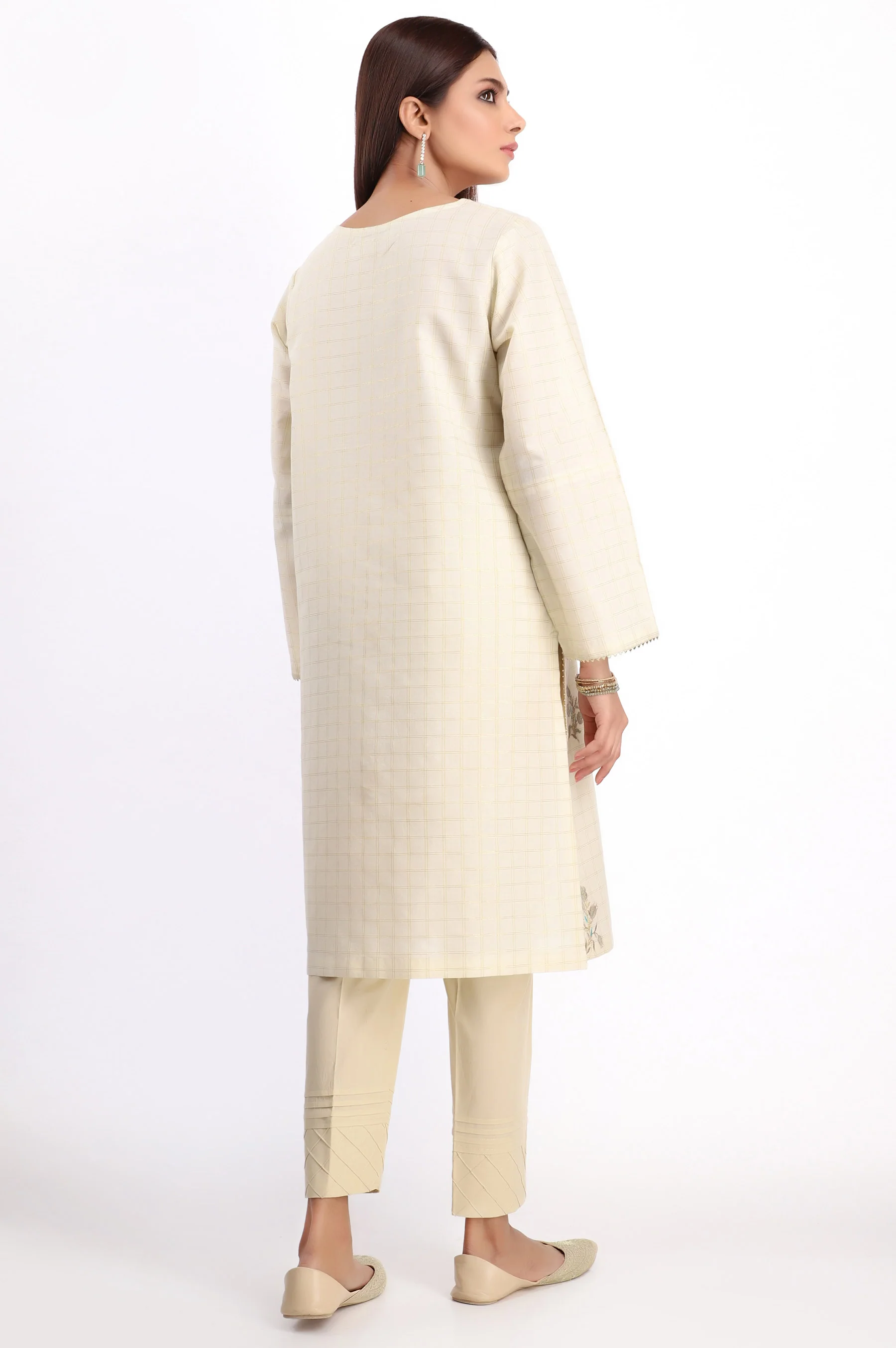 Stitched 1 Piece Embroidered Zari Lawn Shirt - Image 2