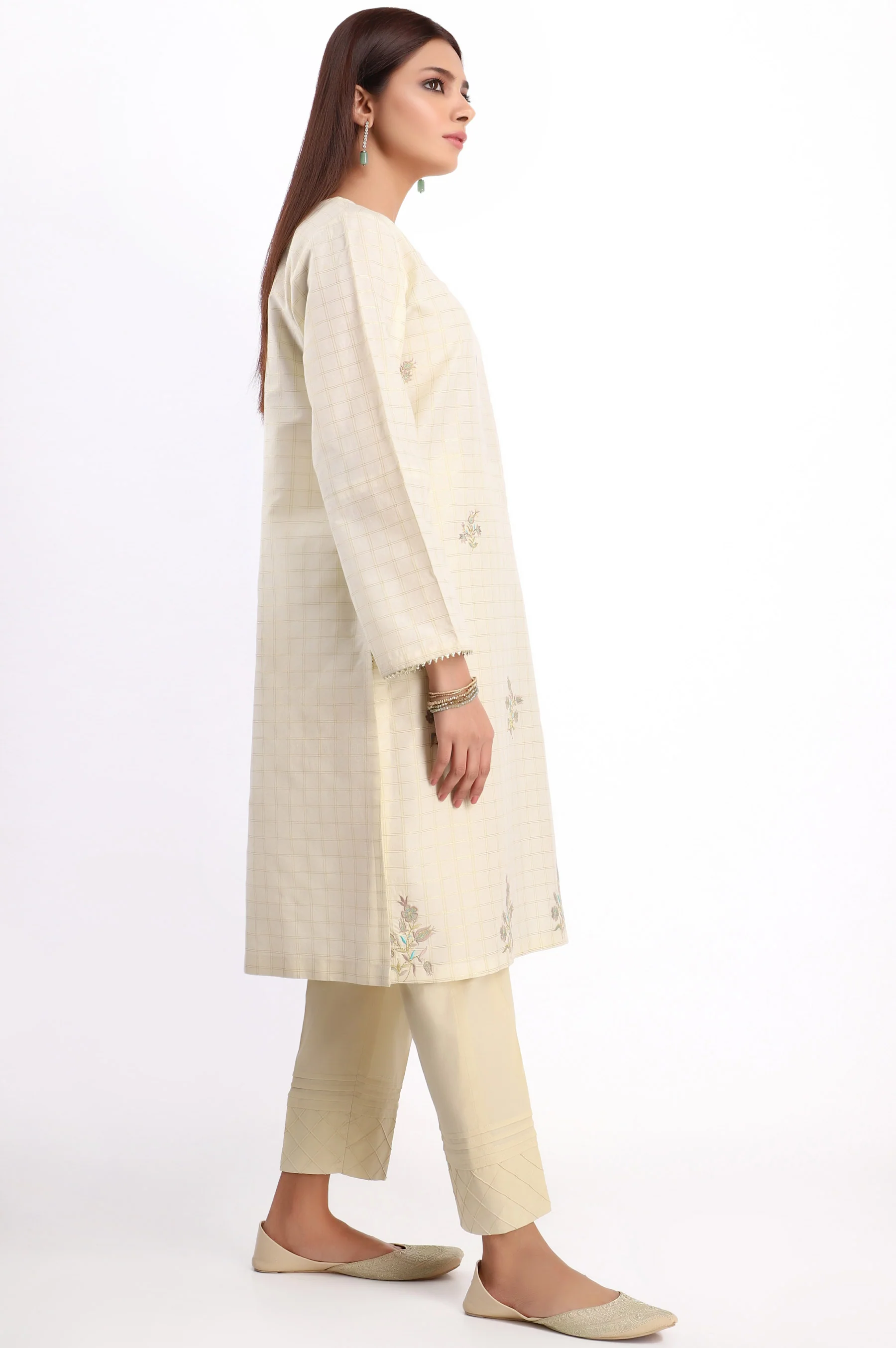 Stitched 1 Piece Embroidered Zari Lawn Shirt - Image 3