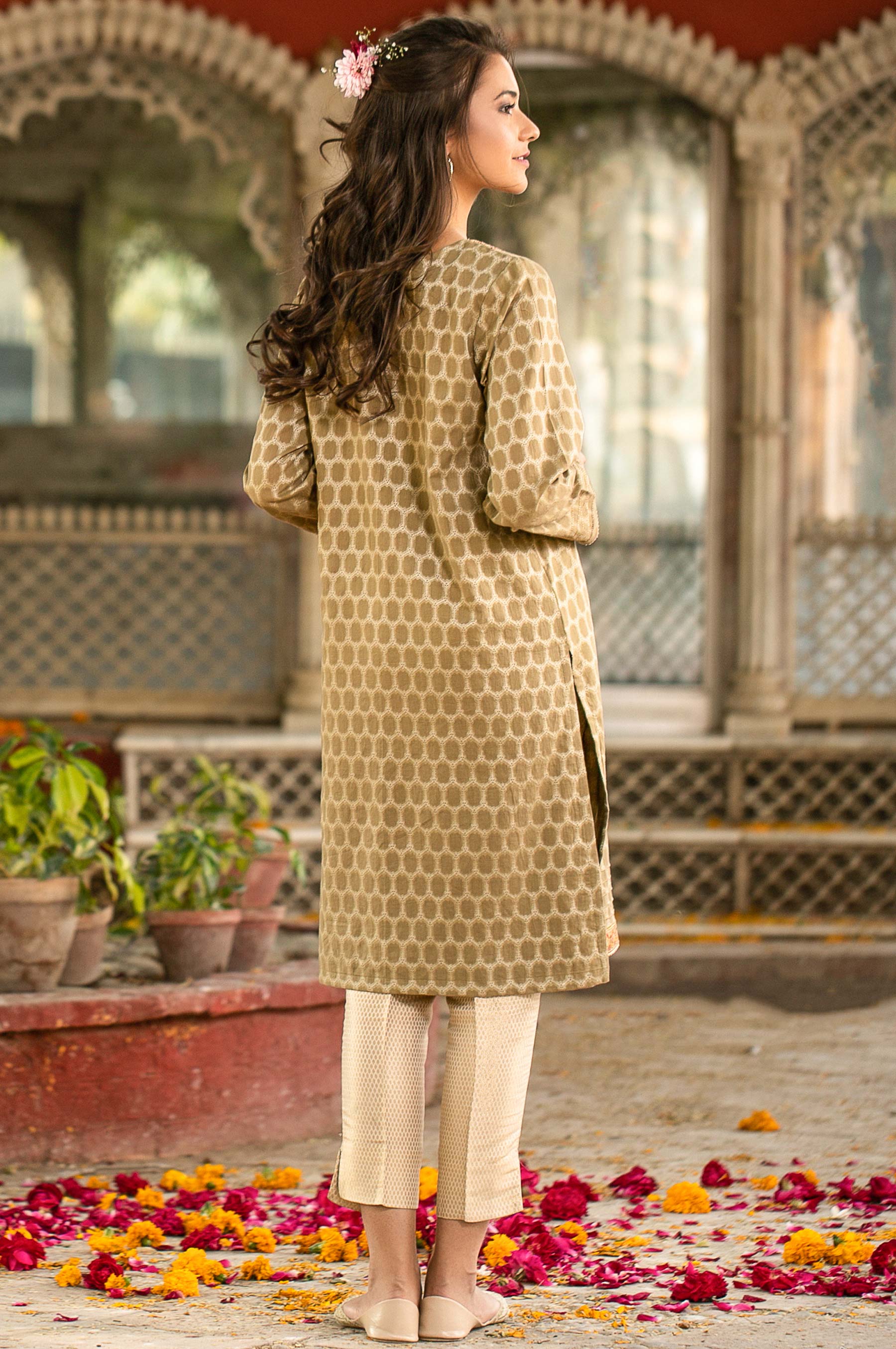 Stitched 1 Piece Jacquard Embroidered Shirt - Image 2
