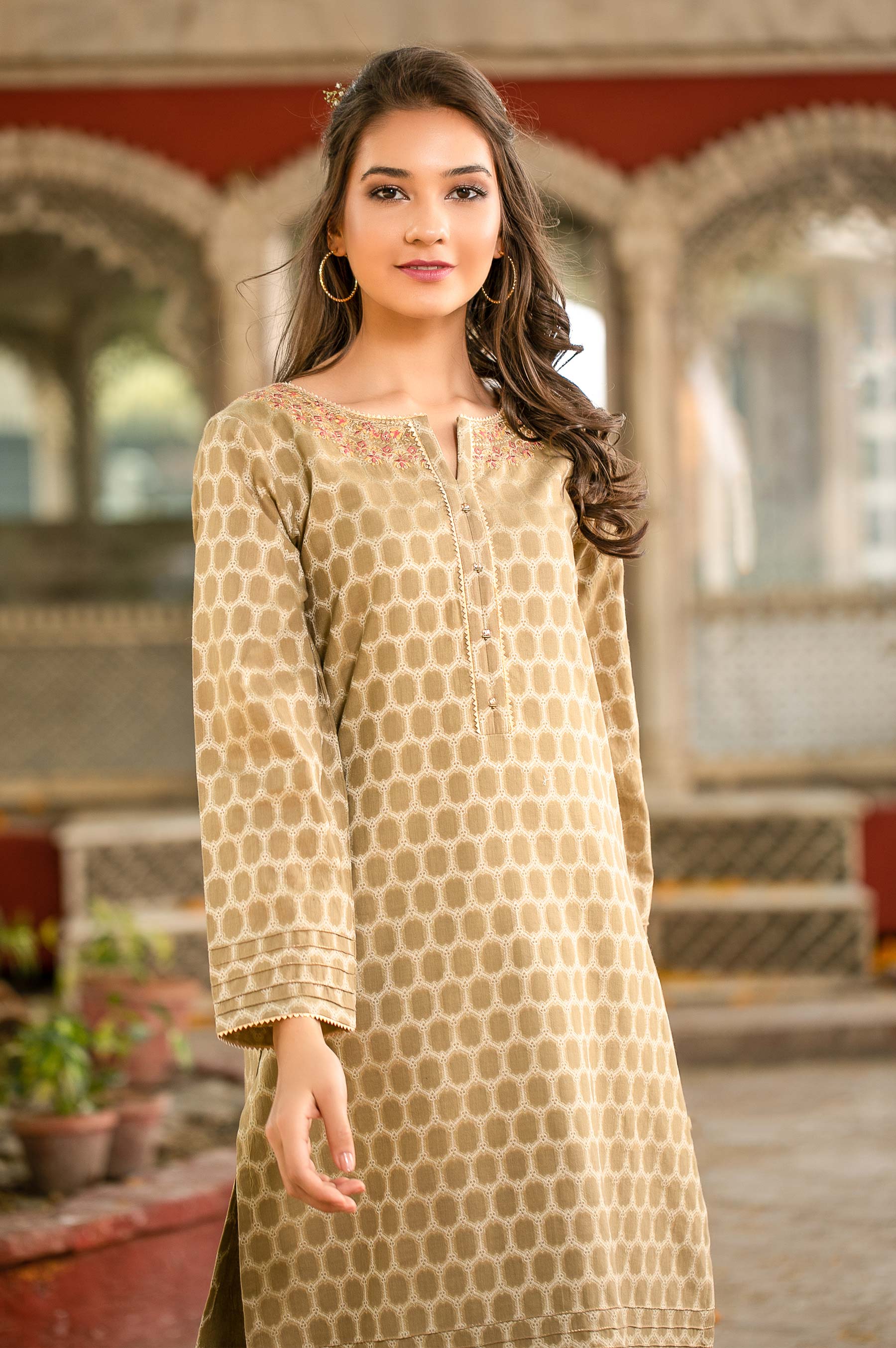 Stitched 1 Piece Jacquard Embroidered Shirt - Image 3