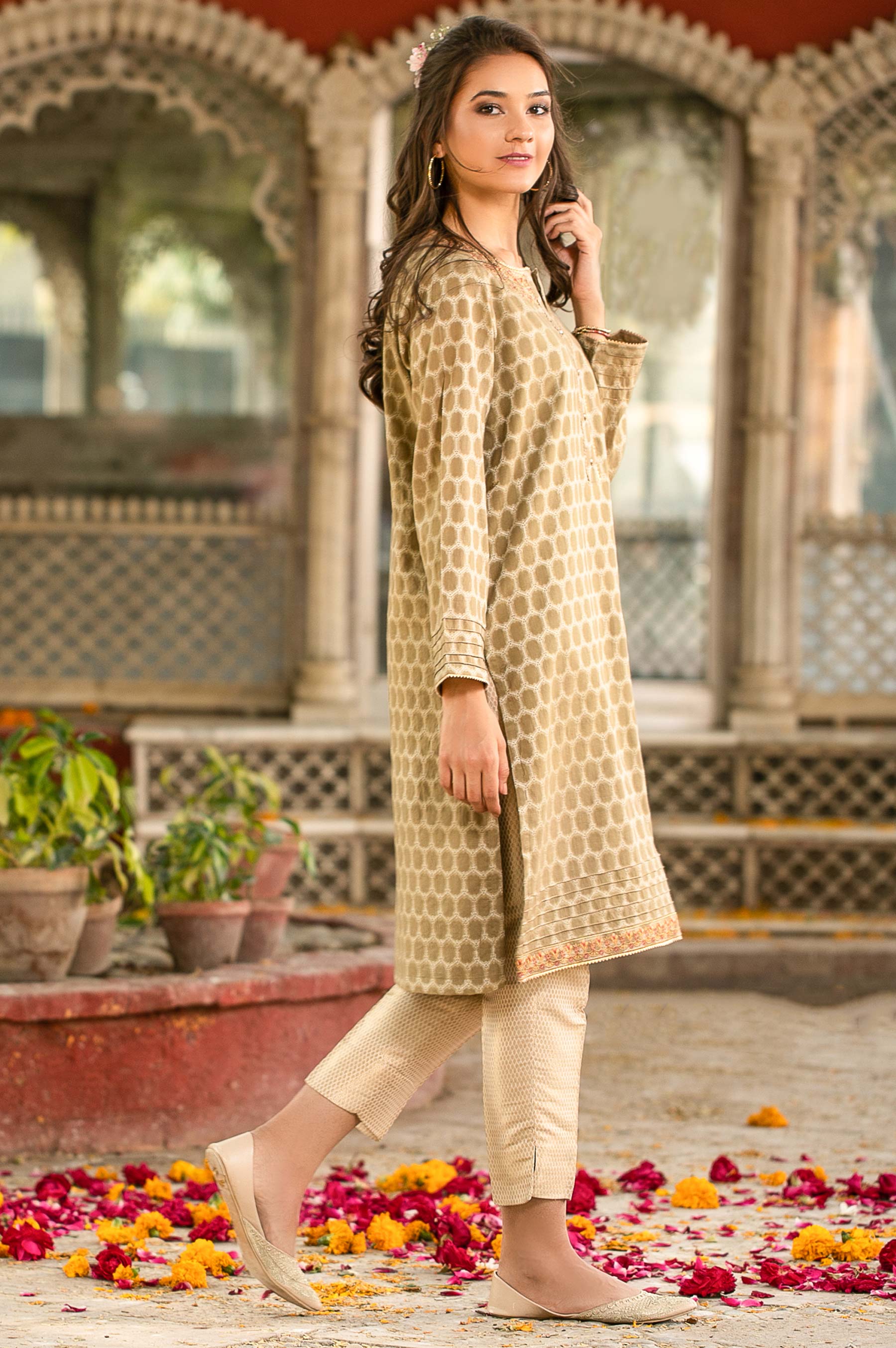 Stitched 1 Piece Jacquard Embroidered Shirt - Image 4