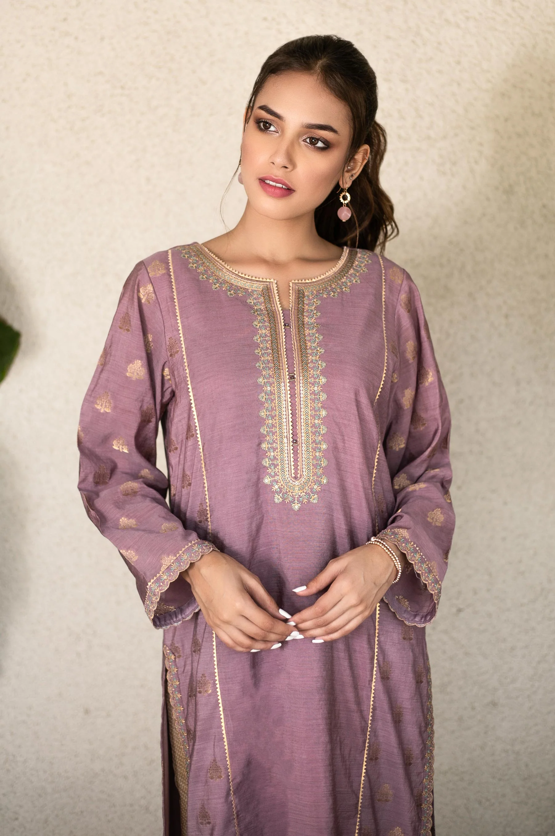 Stitched 1 Piece Jacquard Embroidered Shirt - Image 3