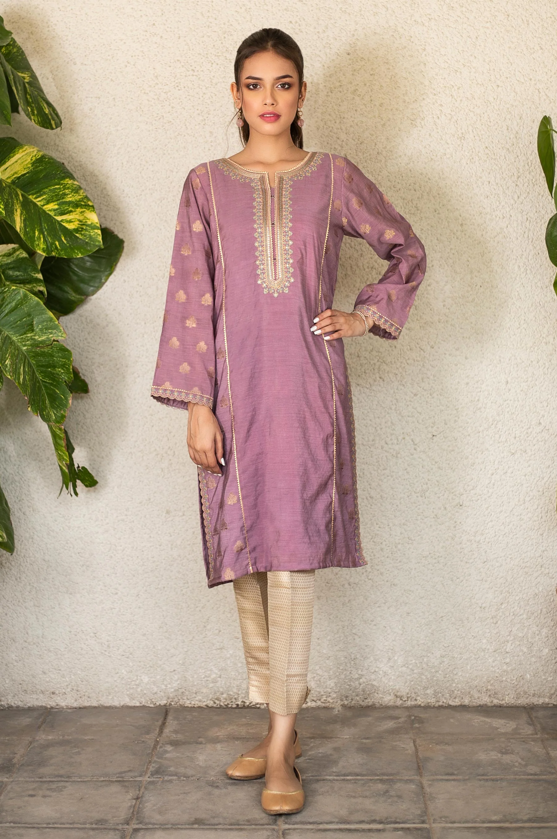 Stitched 1 Piece Jacquard Embroidered Shirt - Image 4