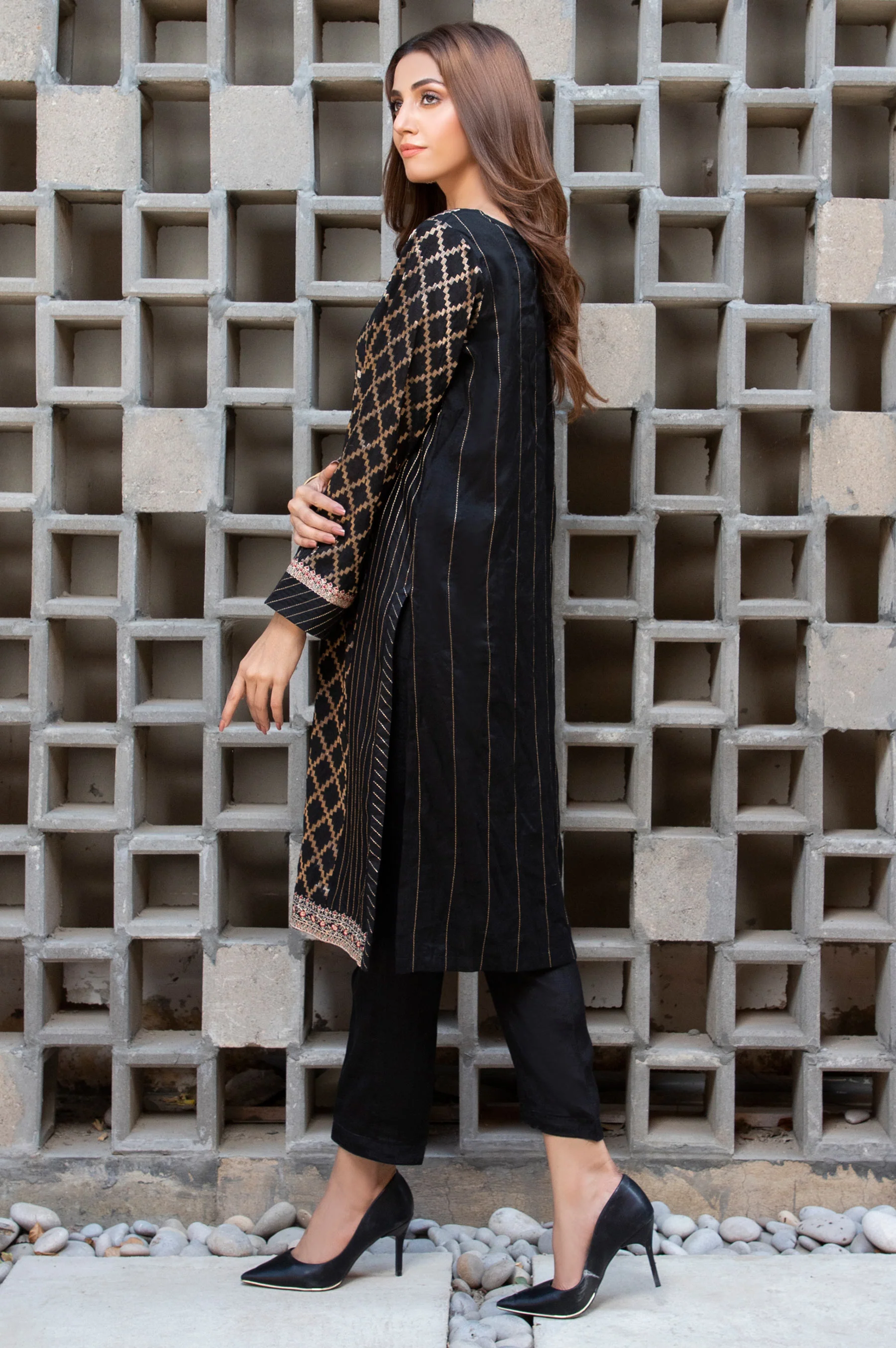 Stitched 1 Piece Jacquard Embroidered Shirt - Image 2