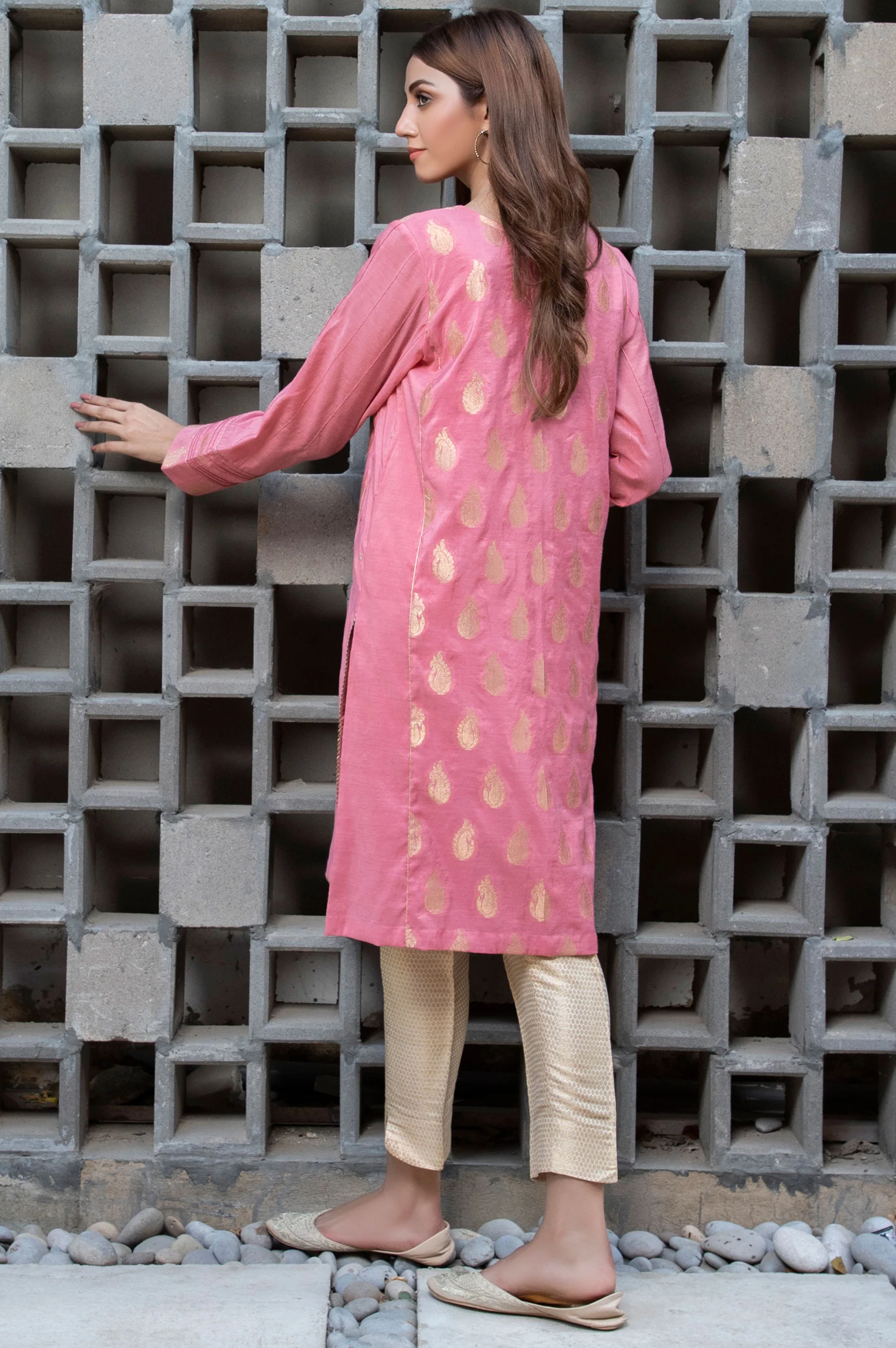 Stitched 1 Piece Jacquard Embroidered Shirt - Image 2