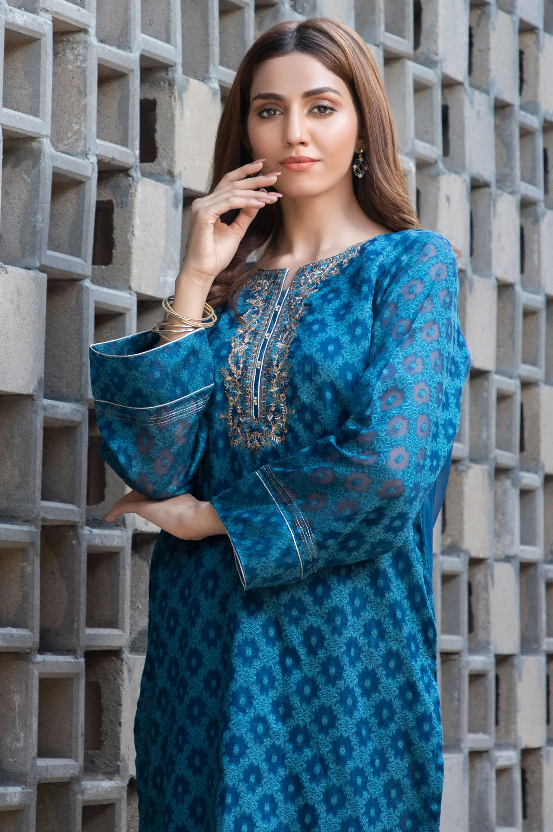 Stitched 1 Piece Jacquard Embroidered Shirt - Image 2