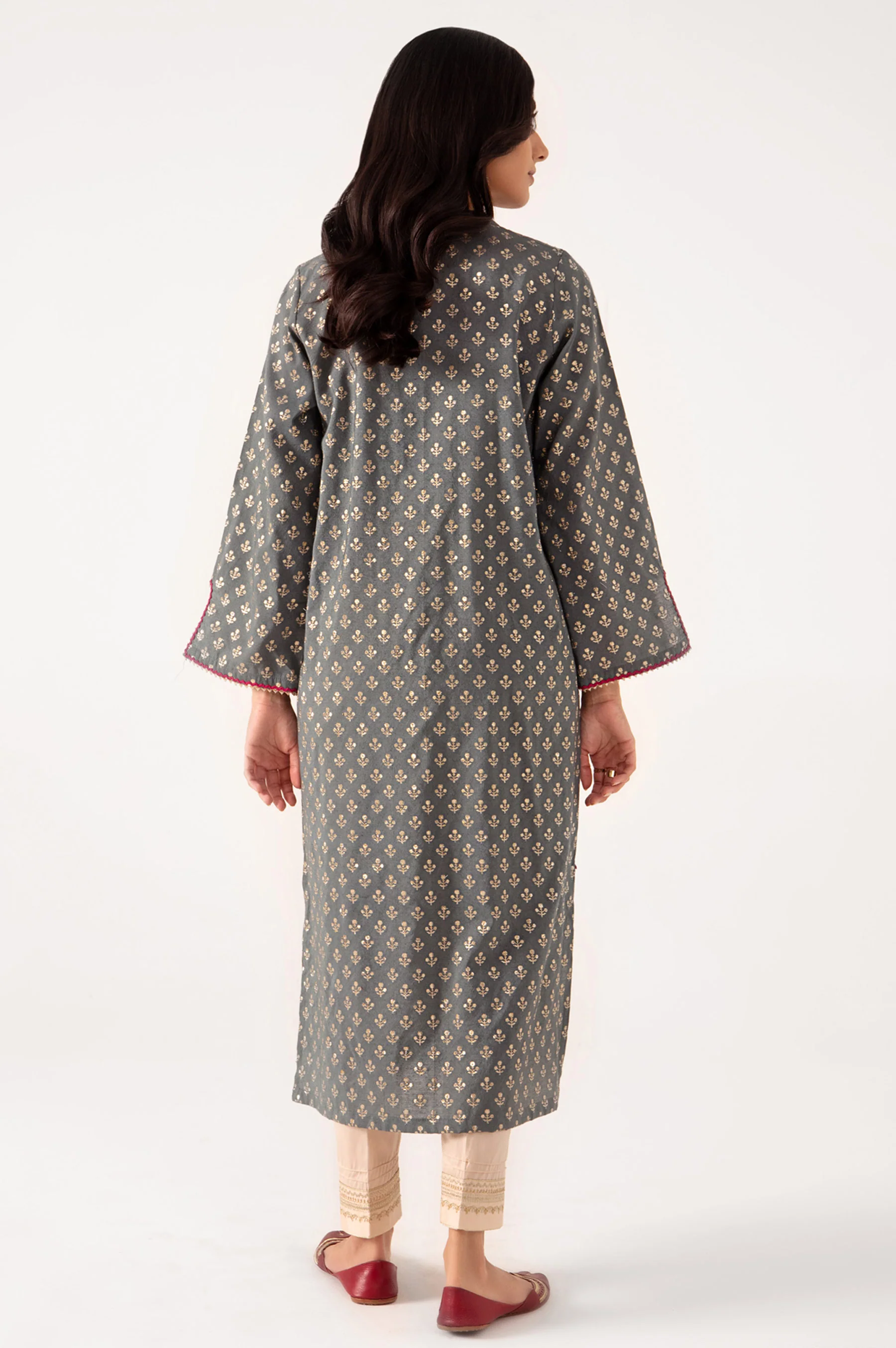 Stitched 1 Piece Embellished Jacquard Shirt - Image 4