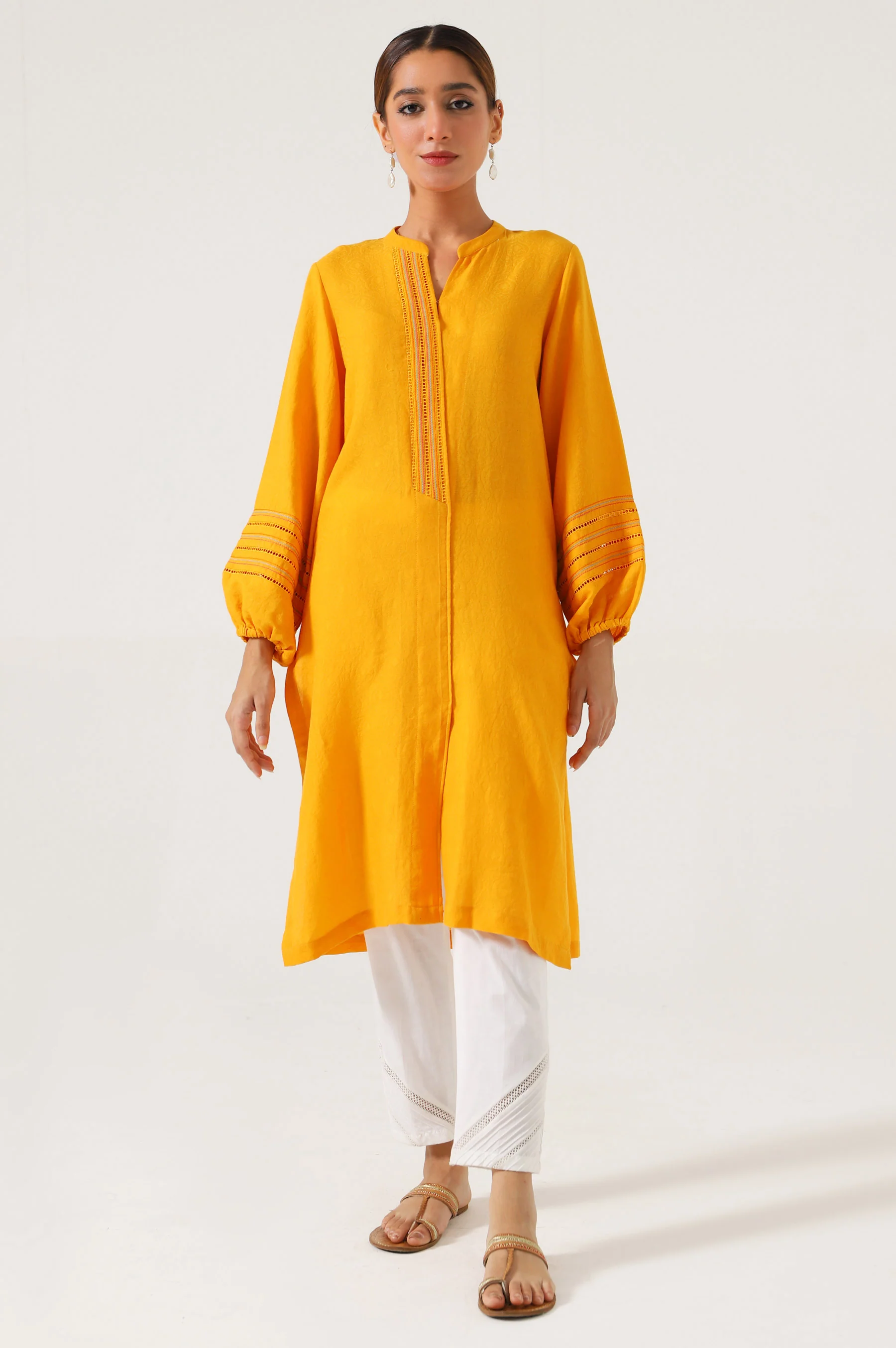 Stitched 1 Piece Satin Jacquard Outfit - Image 2