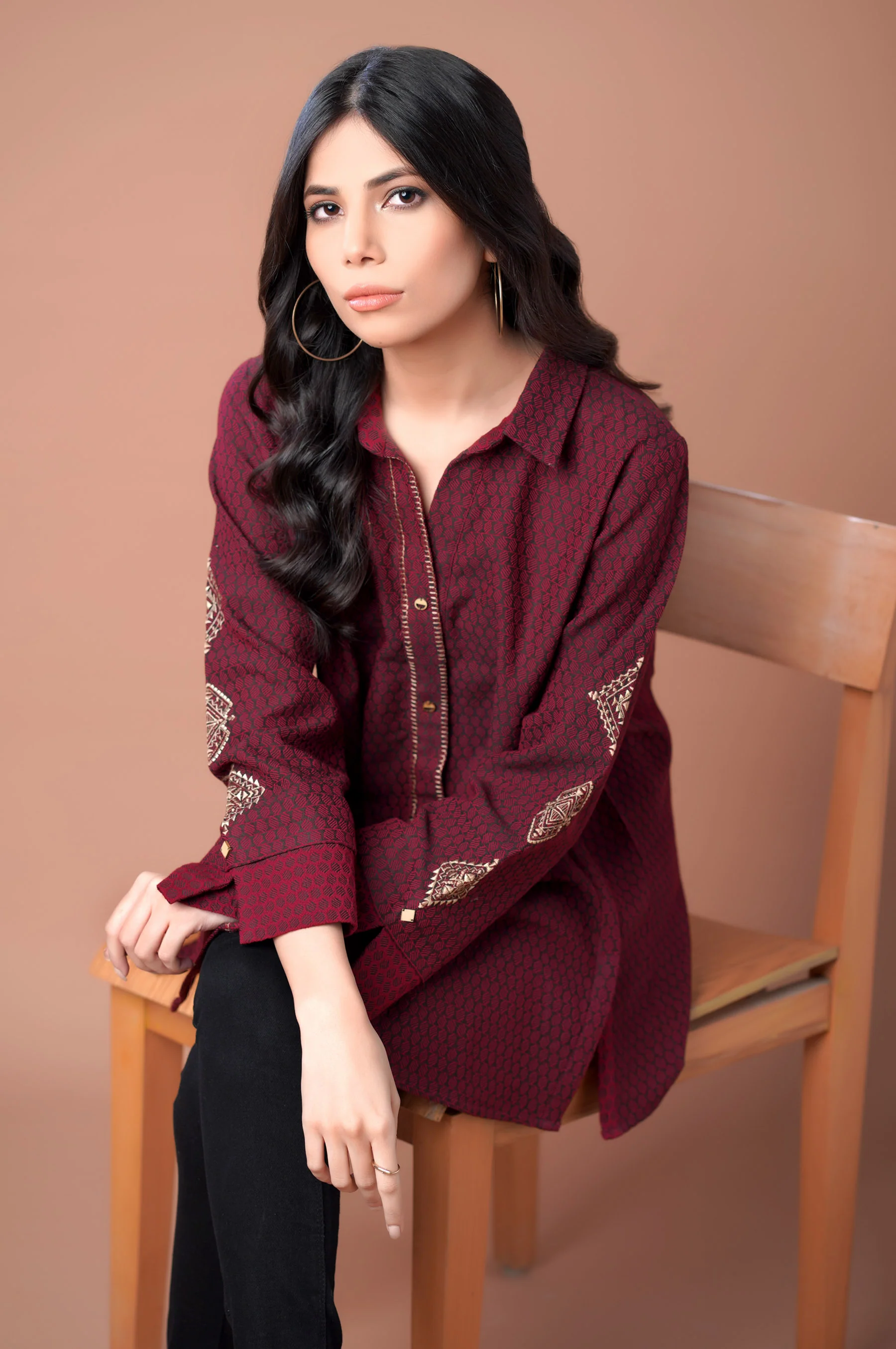 Stitched 1 Piece Colored Jacquard Top - Image 5