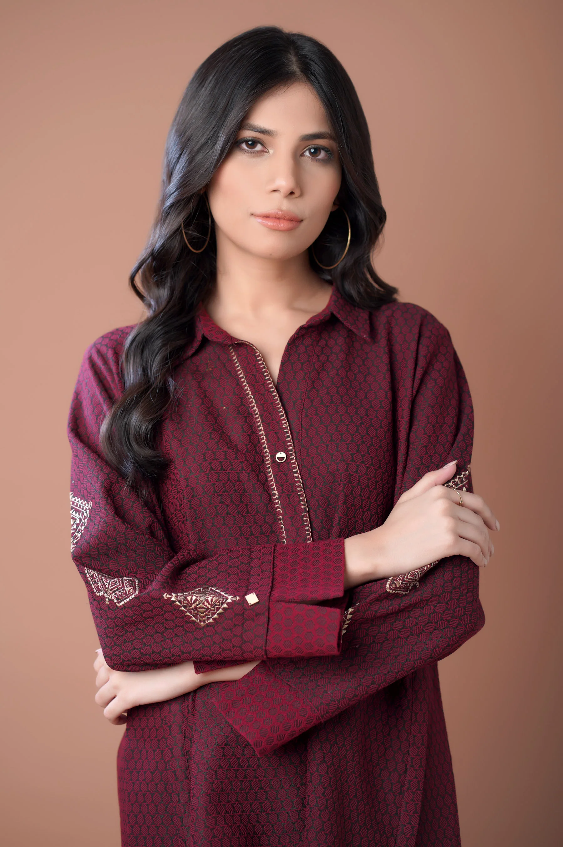 Stitched 1 Piece Colored Jacquard Top - Image 6